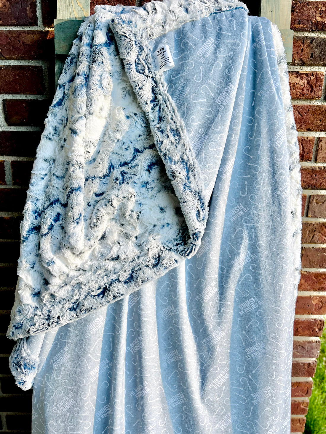 I'd Rather Be Fishing - Snowy Owl Navy - Luxury Minky Blanket - Pre-Order
