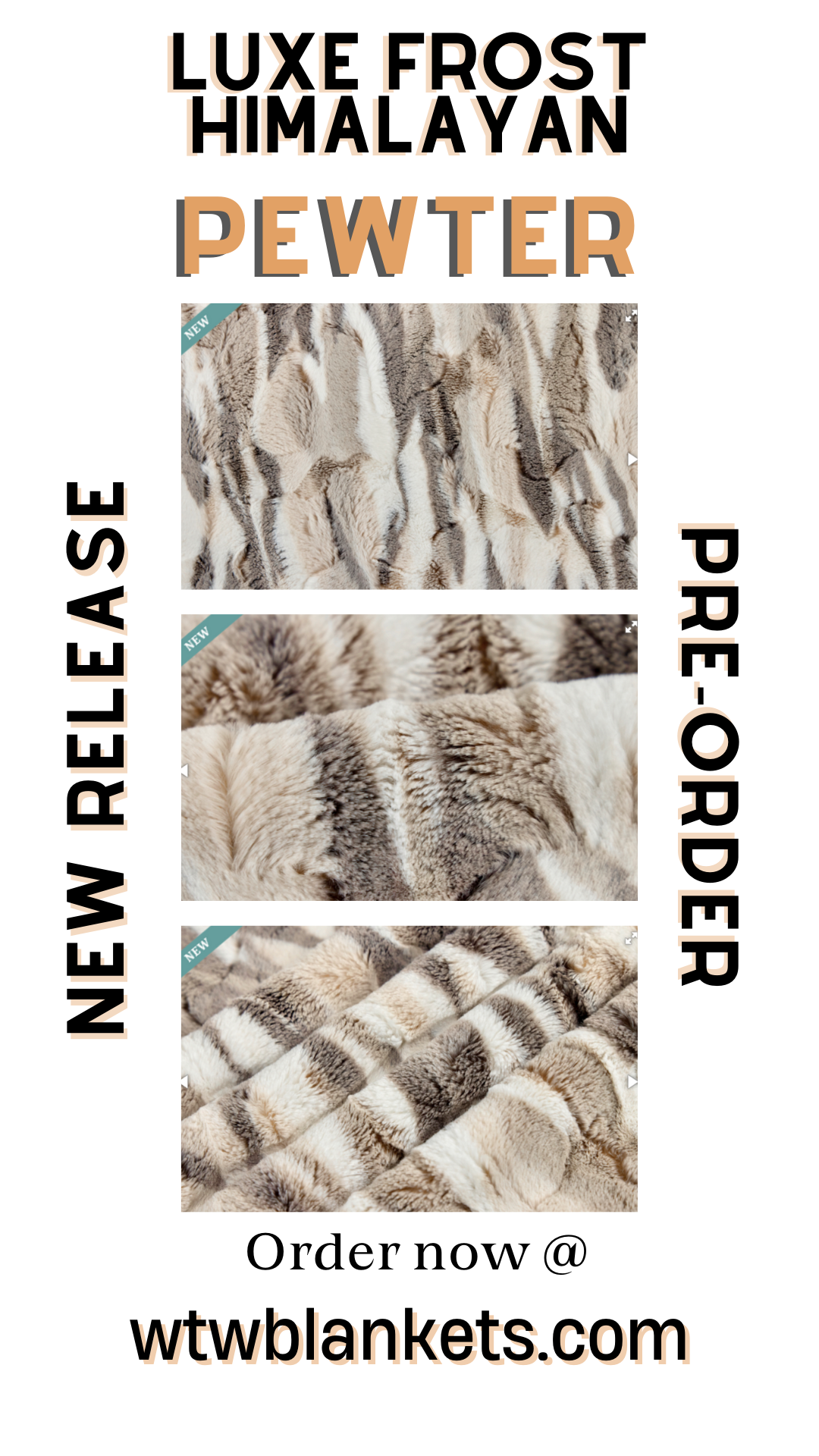 ** NEW ** Frost Himalayan - Pewter - Luxury Minky Blanket - New Release Pre-Order