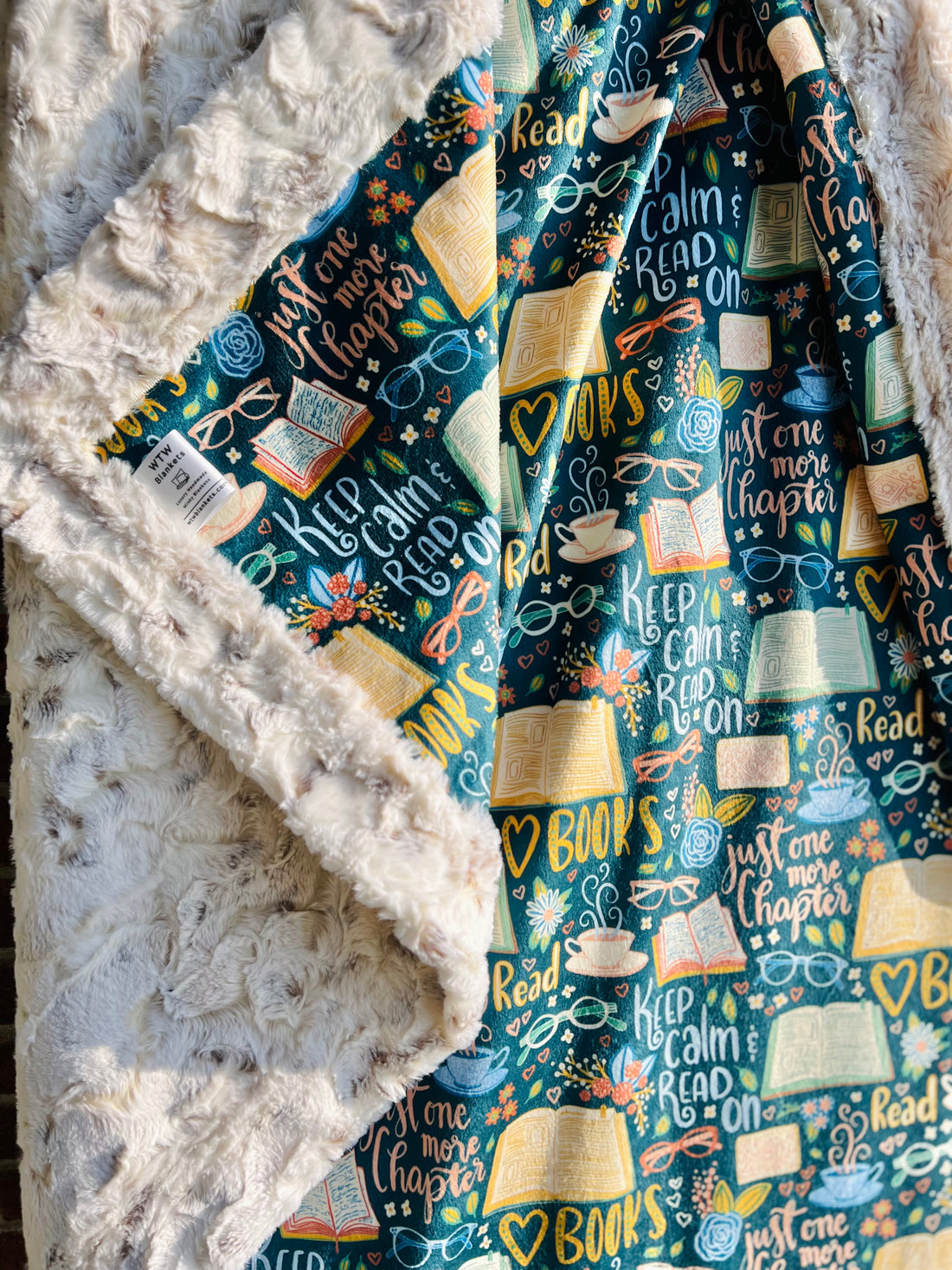 Just One More Chapter - Book - Teal Luxury Minky Blanket - pre-order