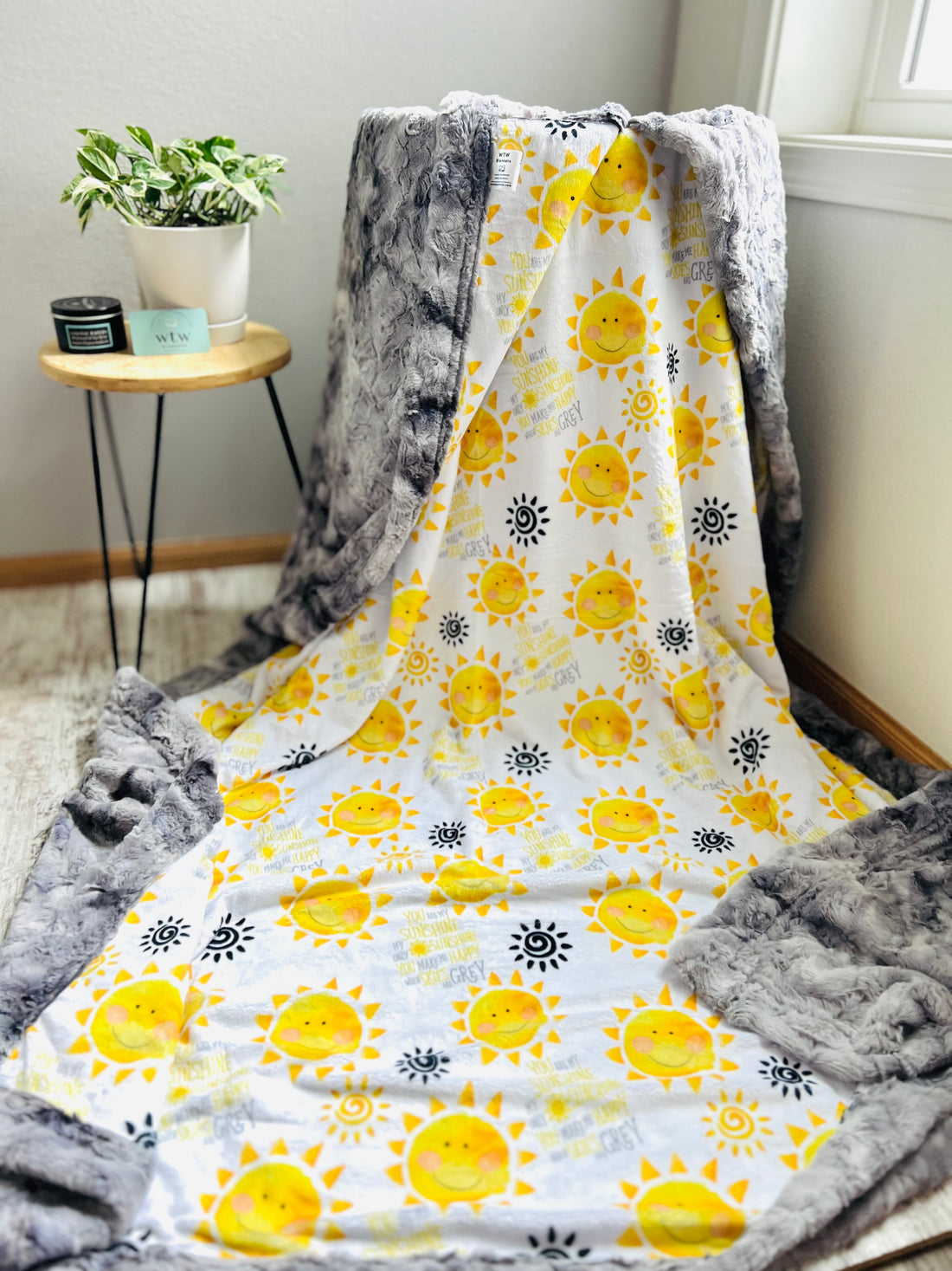 “You are my sunshine” Cloudy Galaxy - Luxury Minky Blankets (All sizes) - PRE-ORDER (Made to Order)