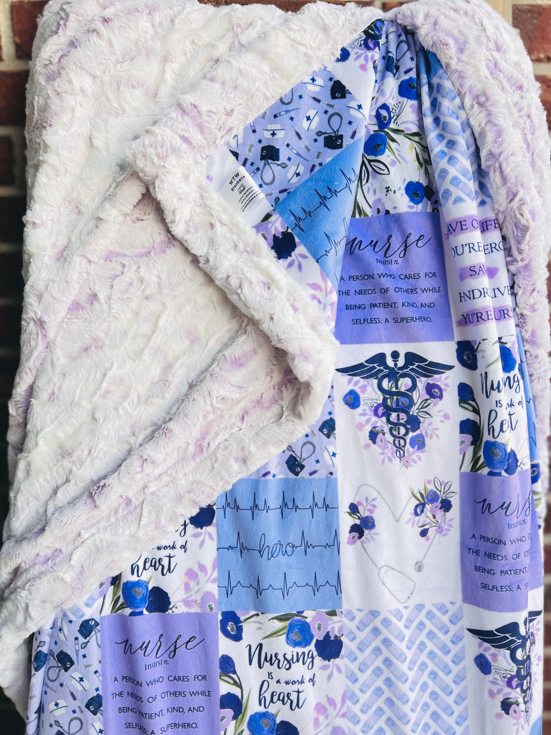 Snowy Owl Lavender NURSE - Adult Luxury Minky Blanket - RTS