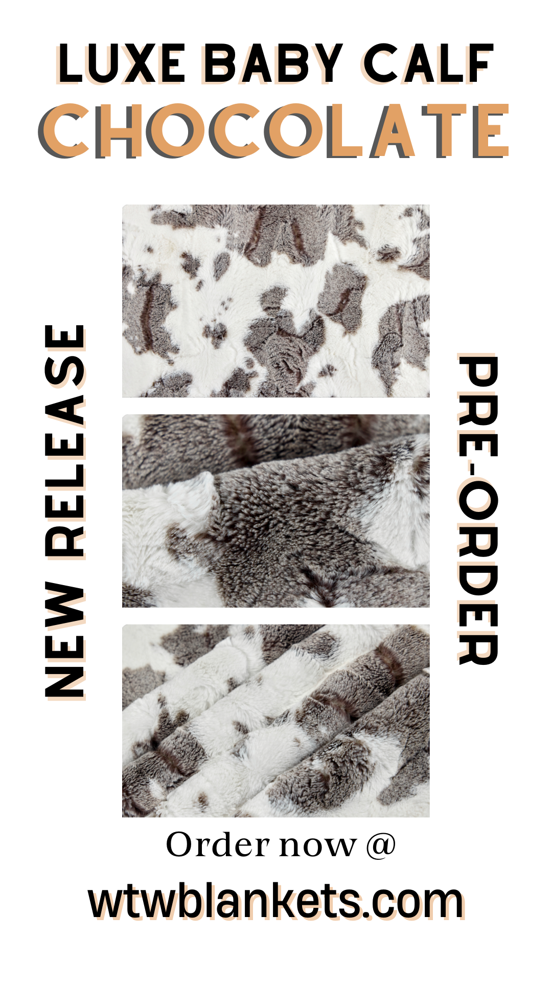 ** NEW ** Chocolate - Baby Calf Luxury Minky Blanket - New Release Pre-Order
