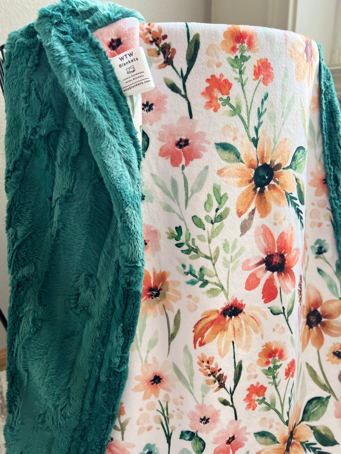 Autumn Botanical/ Lily Pad Luxe Minky Blanket - PRE-ORDER (Made to Order)