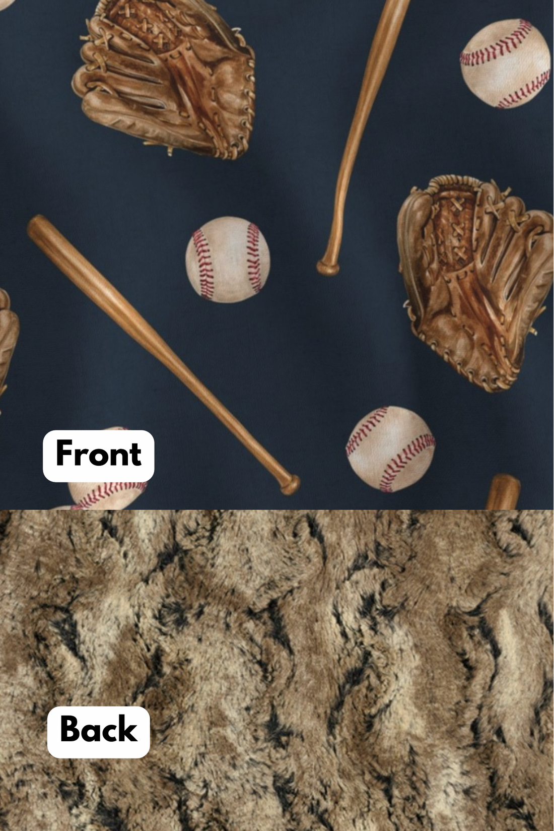 Vintage Baseball Navy/ Walnut Luxury Minky Blanket - (Pre- Order)