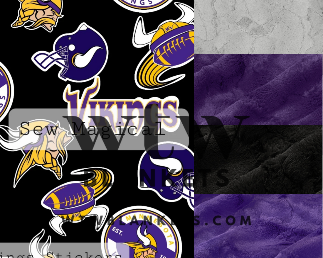 Vike-Sticker style Viola Purple Adult Luxury Minky Blanket - PREORDER