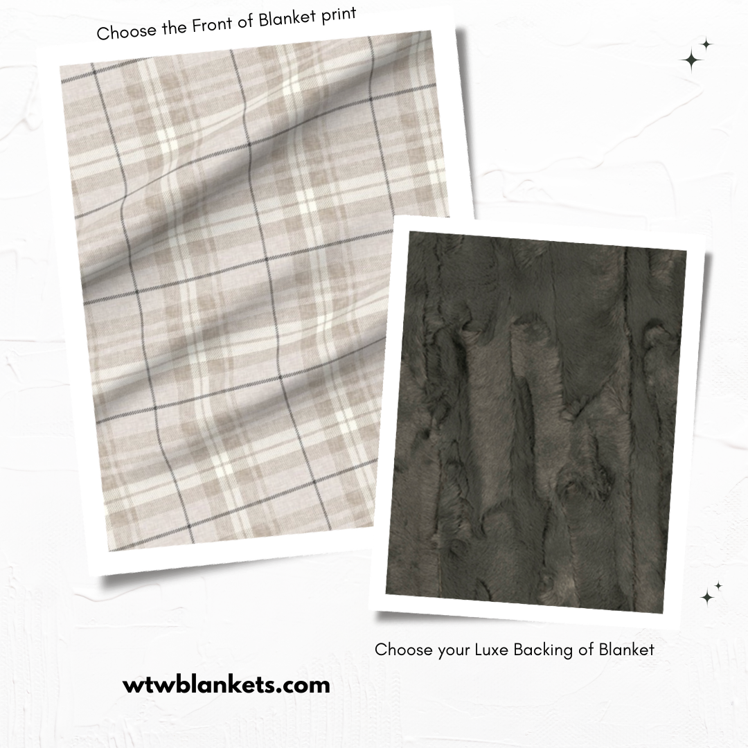 Ash neutral fall plaid Adult Luxury Minky Blanket - Pre-Order