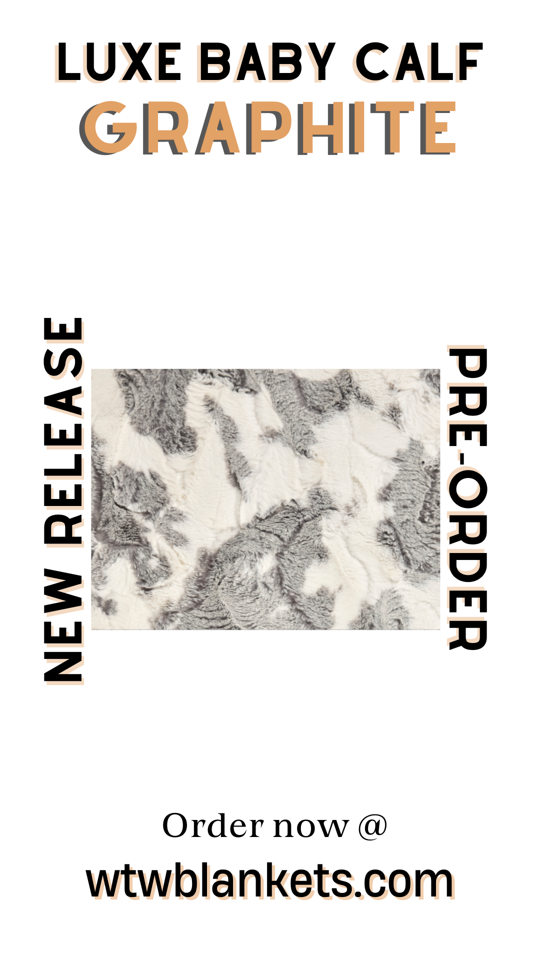 ** NEW ** Graphite - Baby Calf Luxury Minky Blanket - New Release Pre-Order