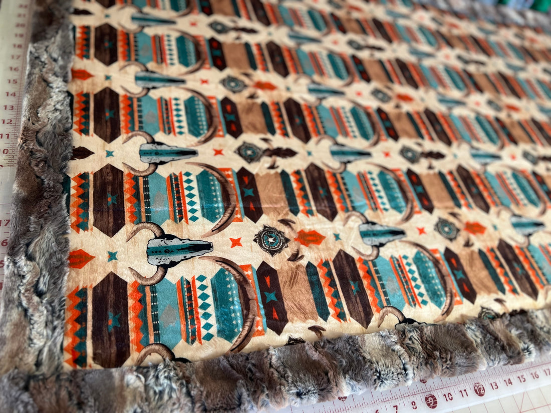 Western Driftwood Adult Luxury Travel Minky Blanket - Made to order