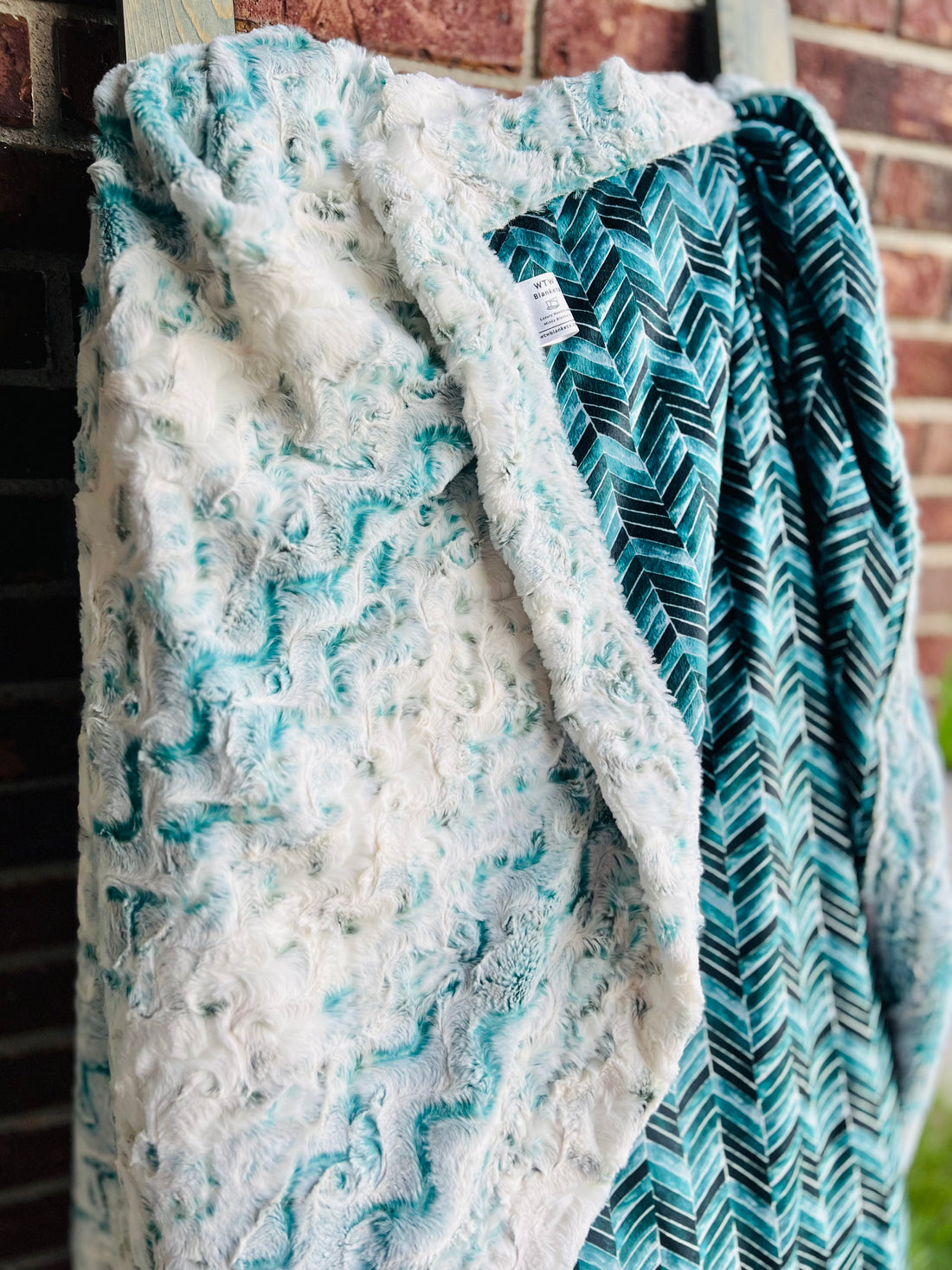Snowy Mallard Herringbone (small scale) Throw Luxury Minky Blanket - 56x62”