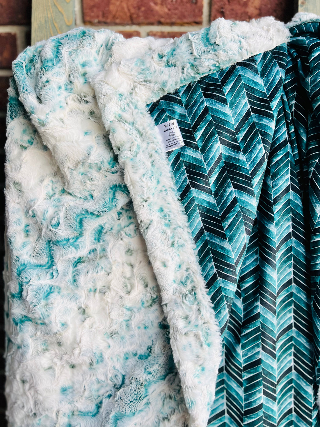 Snowy Mallard Herringbone (small scale) Throw Luxury Minky Blanket - 56x62”