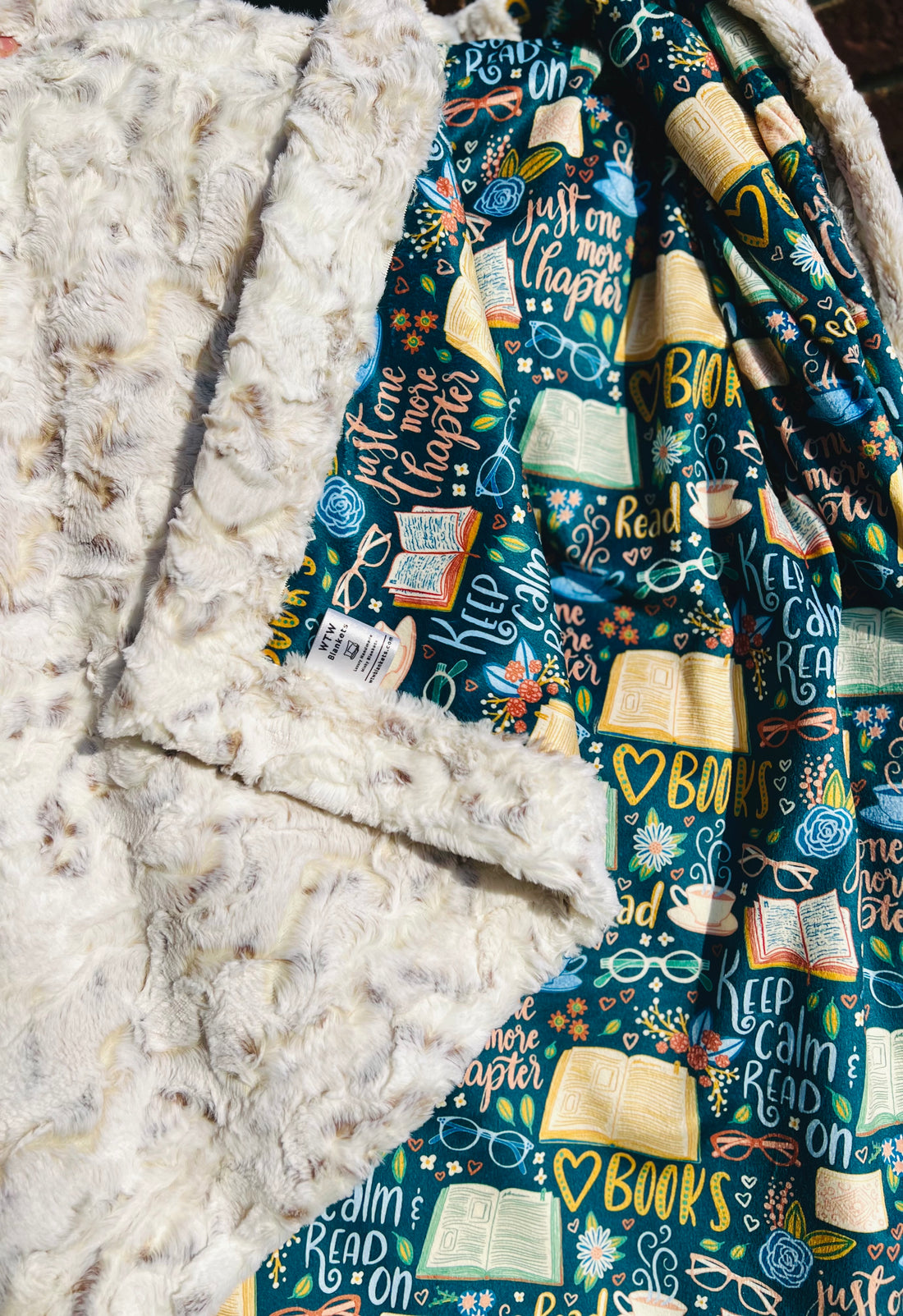 Just One More Chapter - Book - Teal Luxury Minky Blanket - pre-order