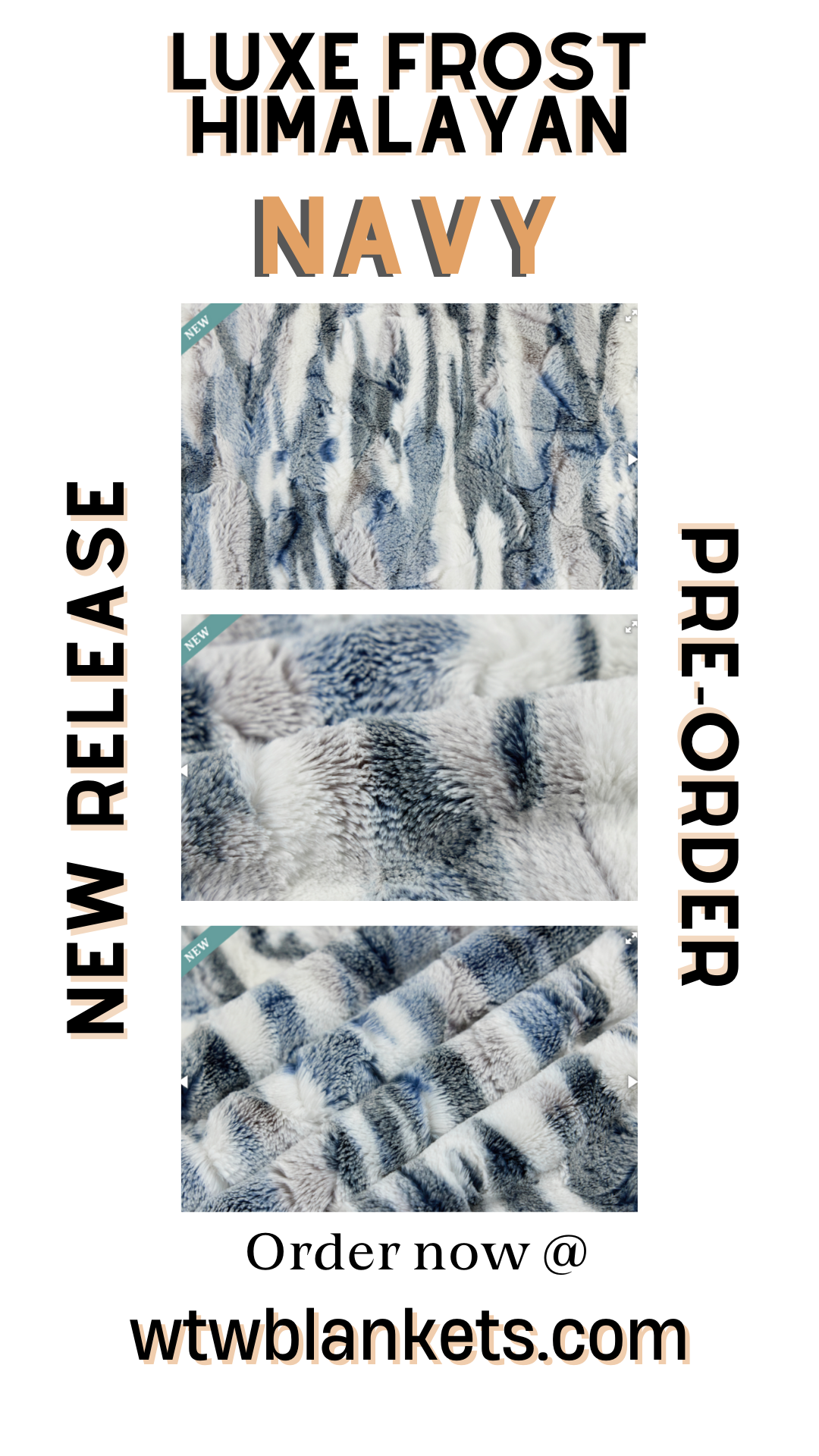 ** NEW ** Frost Himalayan - Navy - Luxury Minky Blanket - New Release Pre-Order