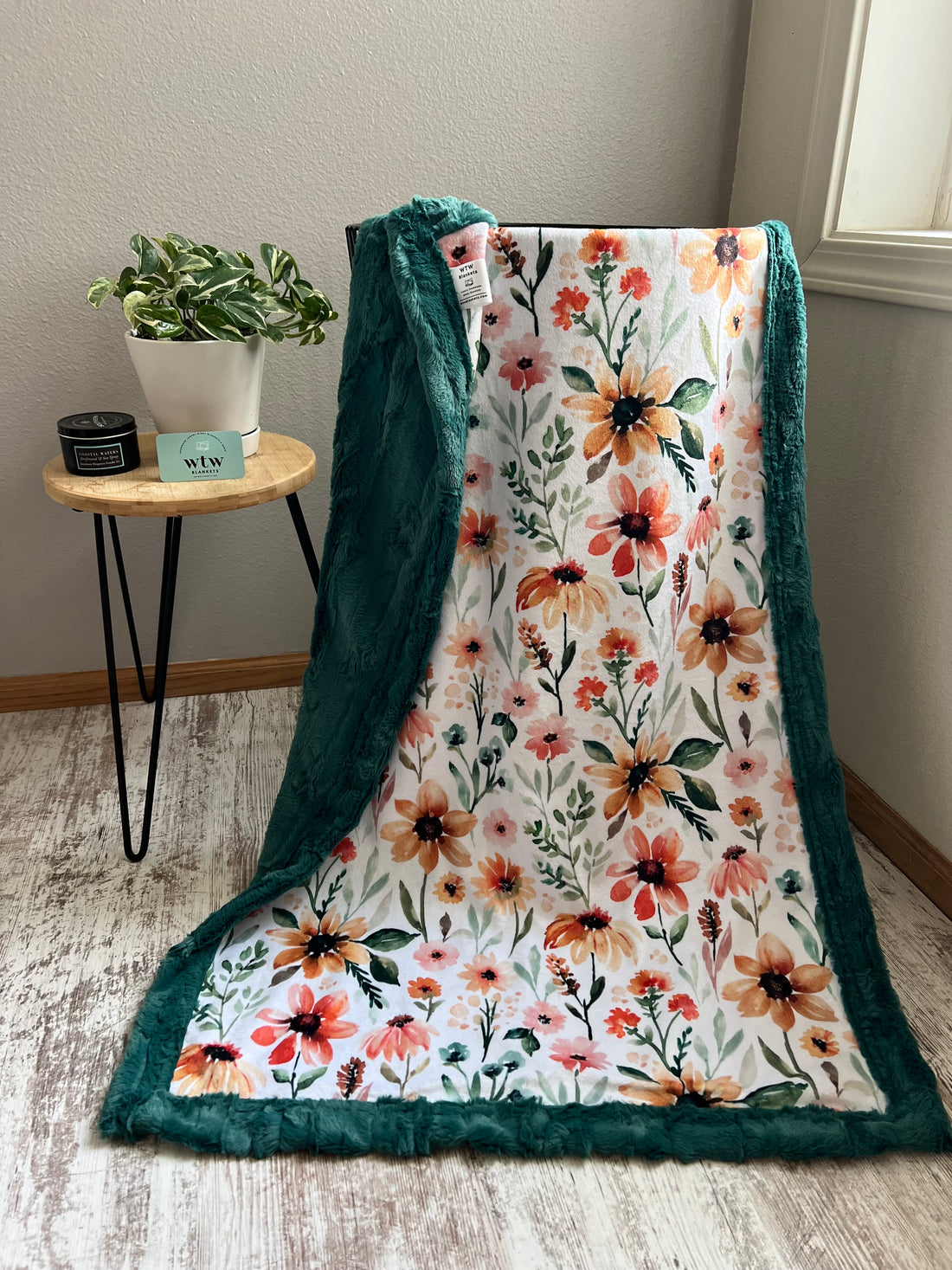 Autumn Botanical/ Lily Pad Luxe Minky Blanket - PRE-ORDER (Made to Order)