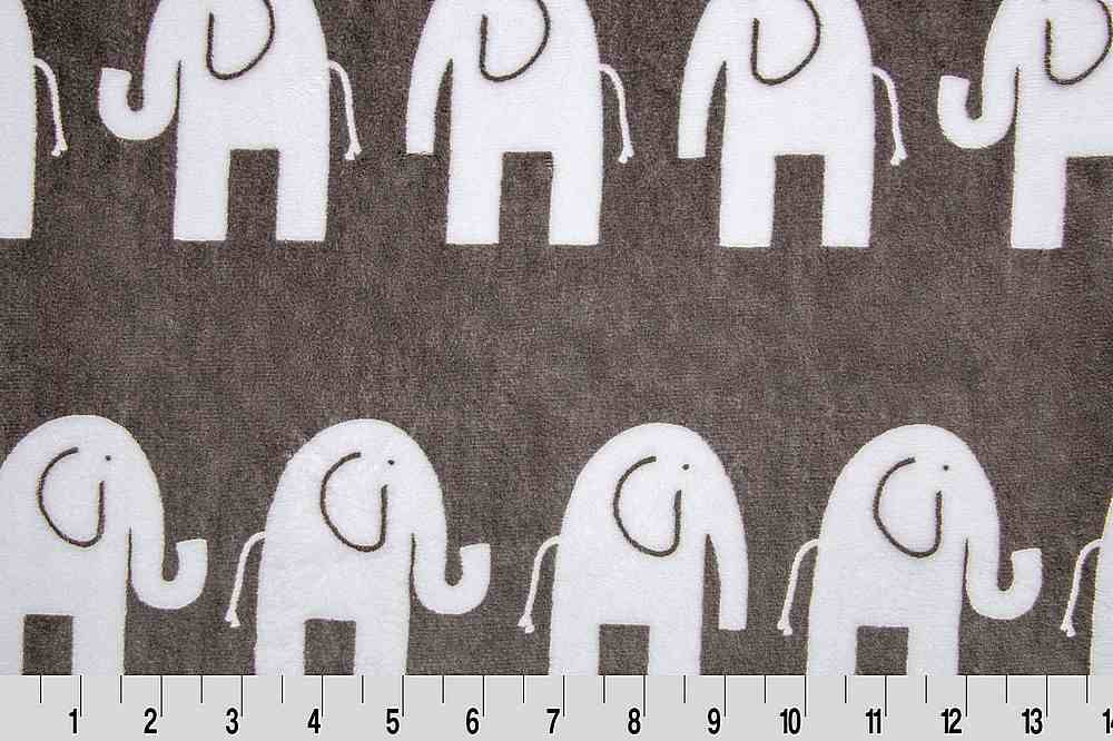 Fabric by the yard - "Oyster Elephant" Cuddle Minky