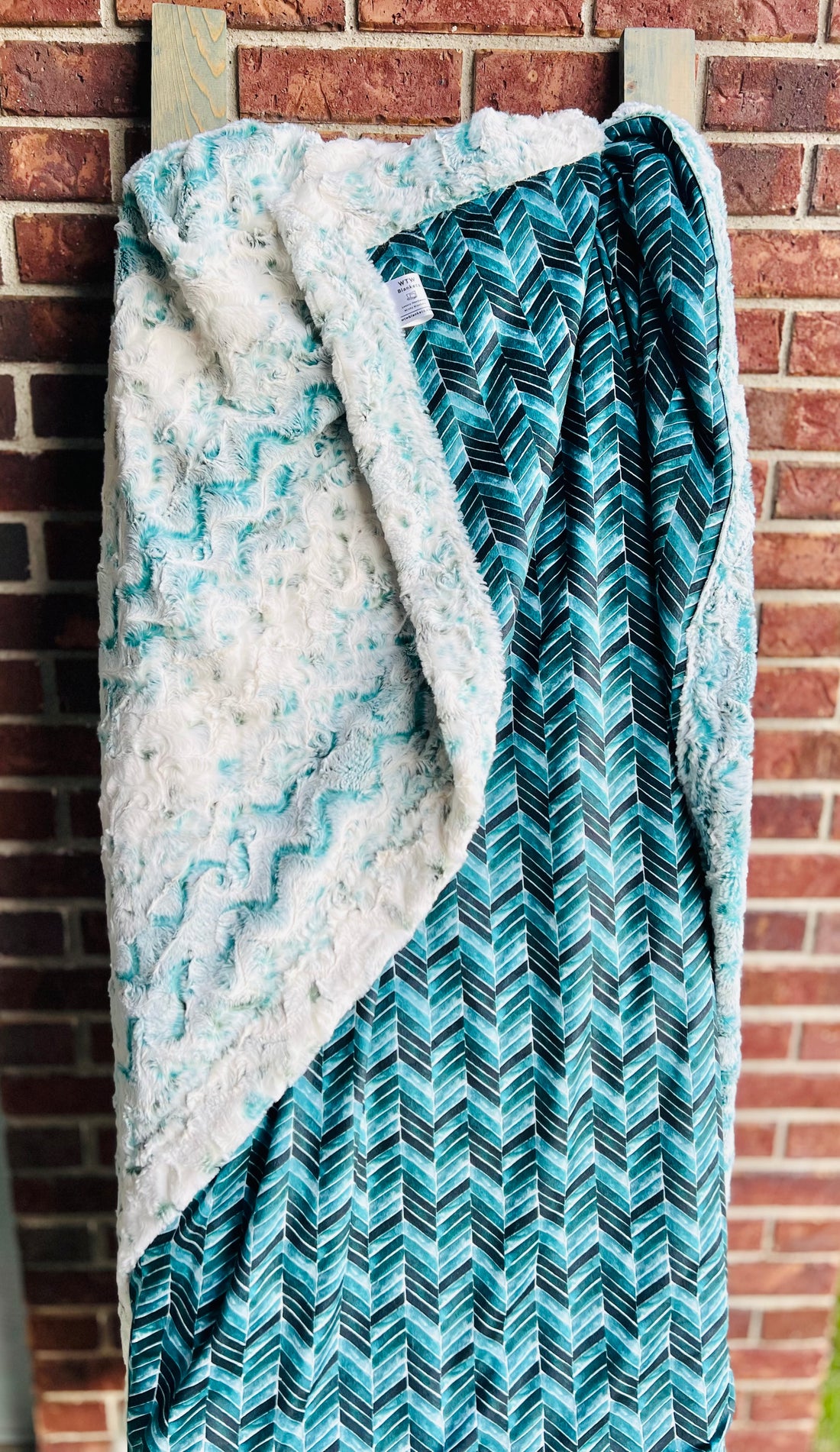 Snowy Mallard Herringbone (small scale) Throw Luxury Minky Blanket - 56x62”