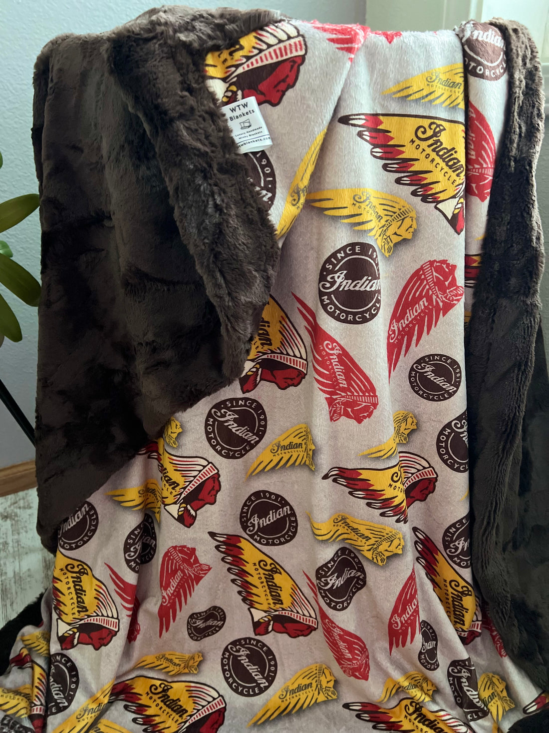 Indian MotorCycle - Luxury Minky Blanket - pre-order - Put backing color preference in notes at checkout