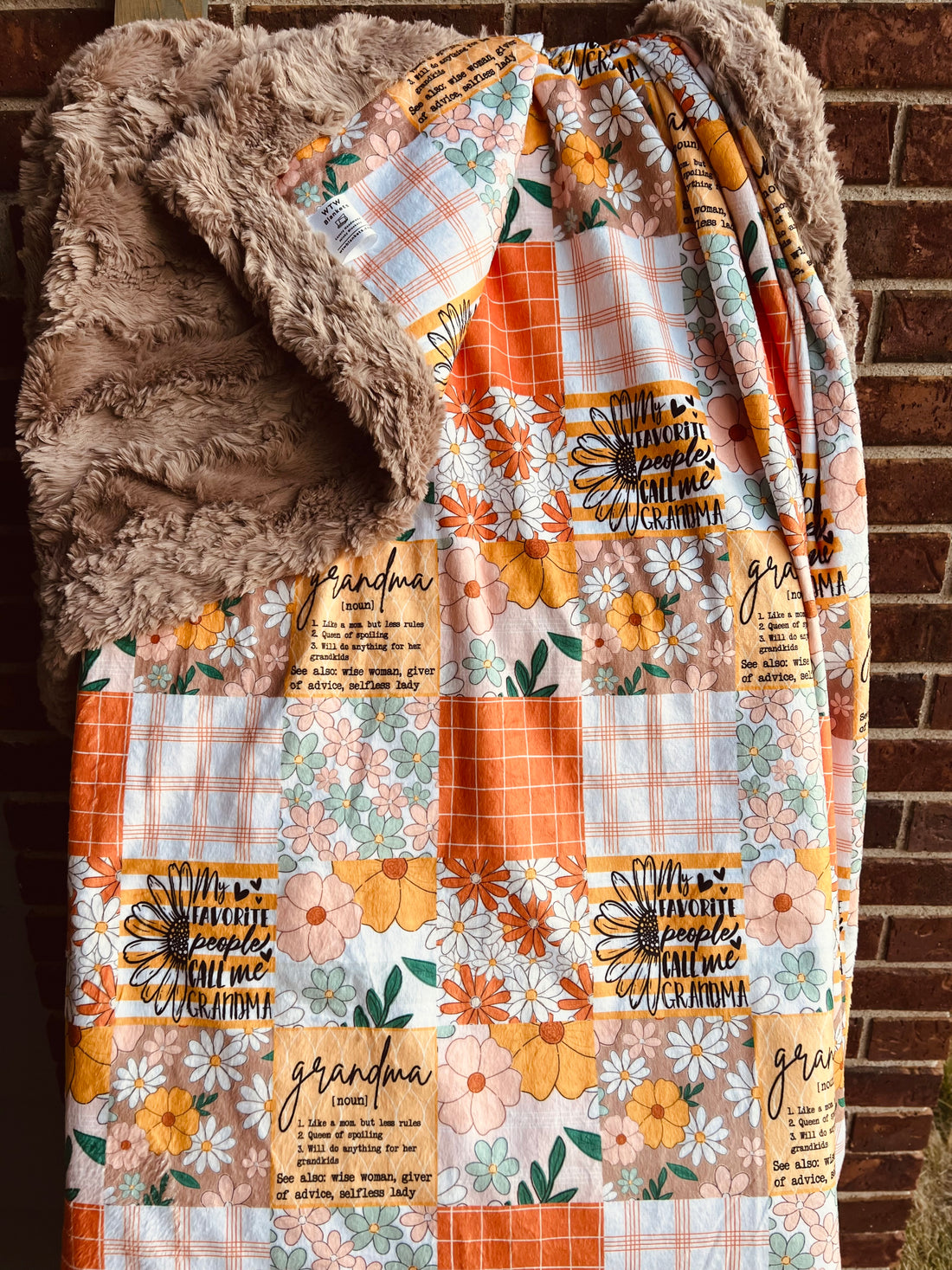 Grandma (Taupe) Adult Luxury Minky Blanket
