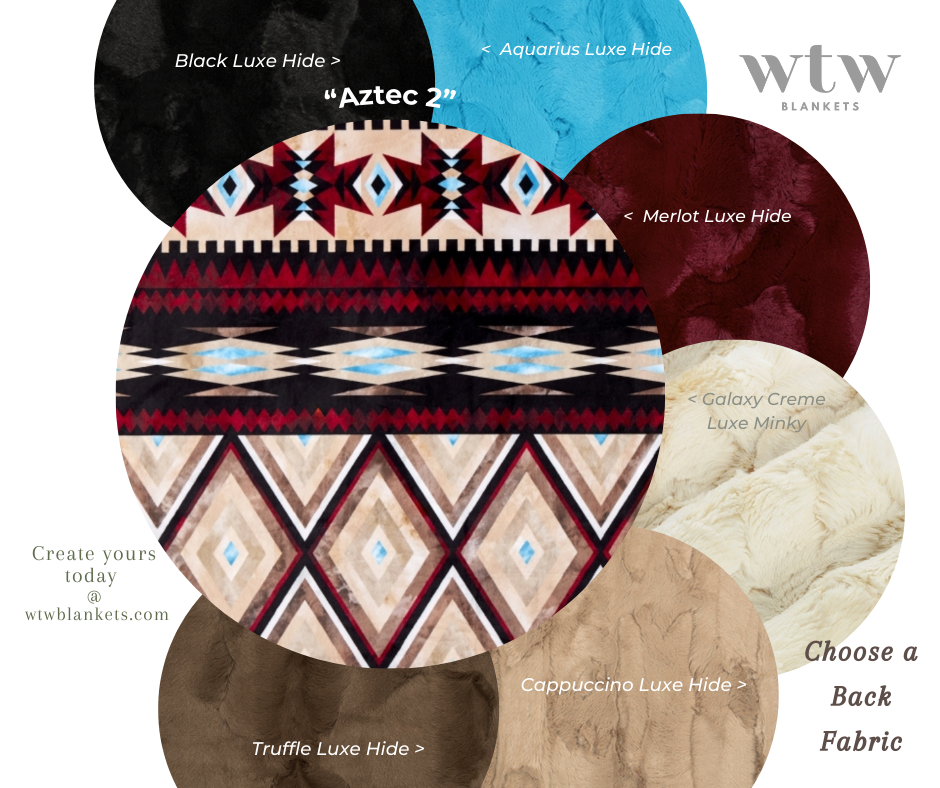 Aztec 2 - Luxe Minky Blanket - IN-STOCK (Choose your size & backing)