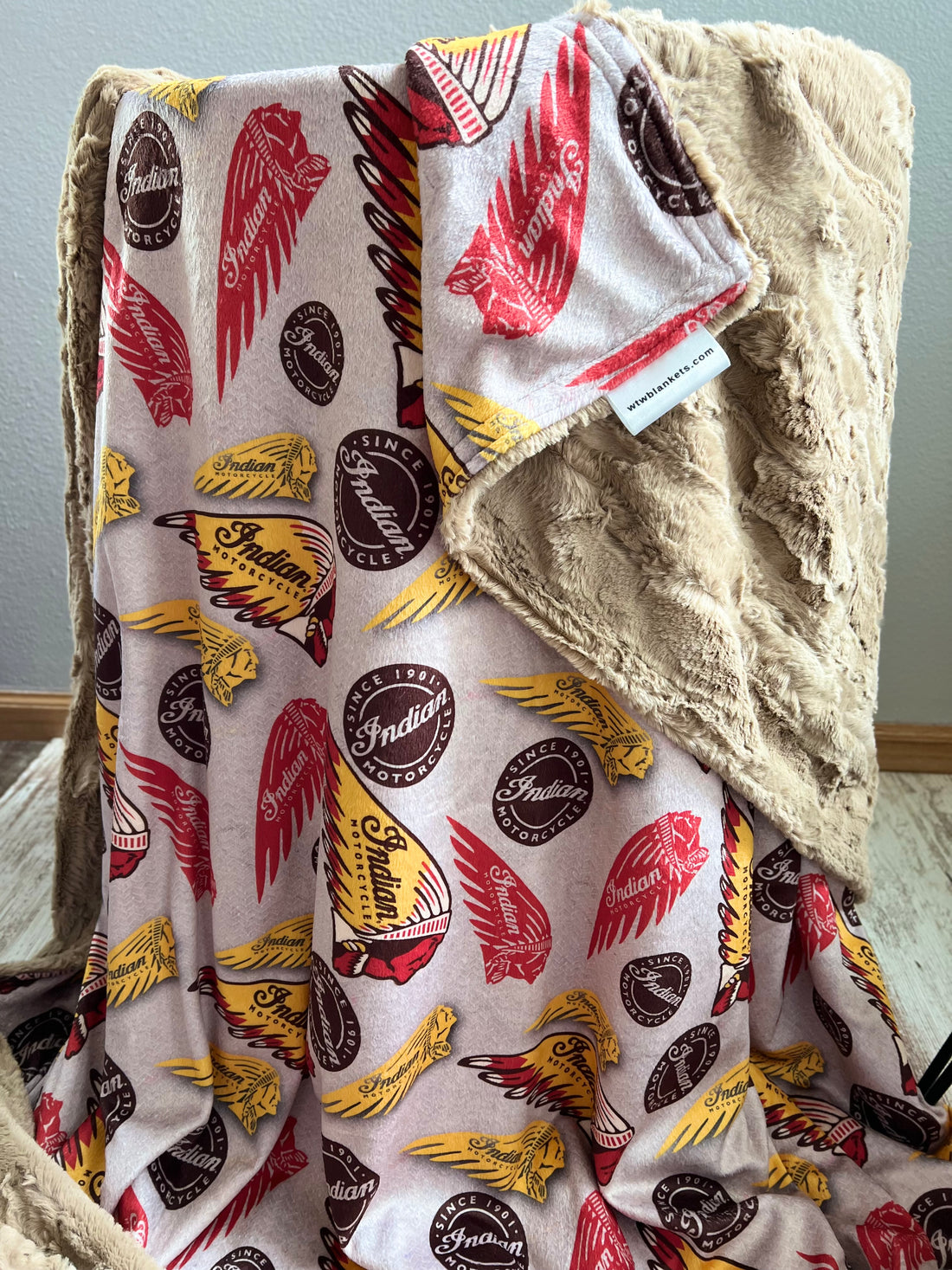 Indian MotorCycle - Luxury Minky Blanket - pre-order - Put backing color preference in notes at checkout