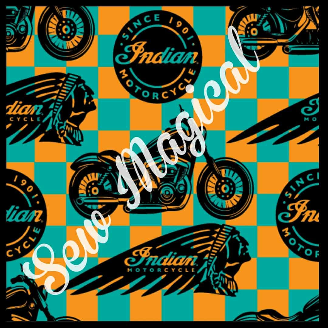Orange/teal checkered - Indian MotorCycle - Luxury Minky Blanket - pre-order - Put backing color preference in notes at checkout
