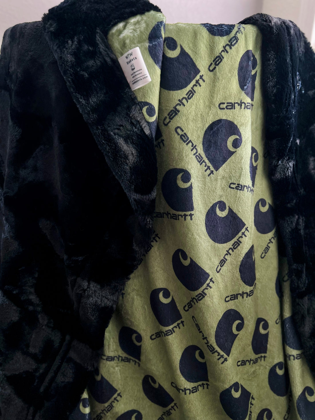 Carhartt hunter Camo green Black Luxury Minky - Throw Blanket RTS