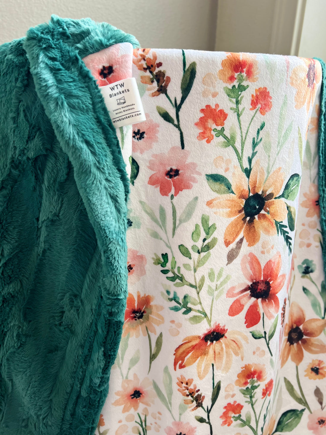 Autumn Botanical/ Lily Pad Luxe Minky Blanket - PRE-ORDER (Made to Order)