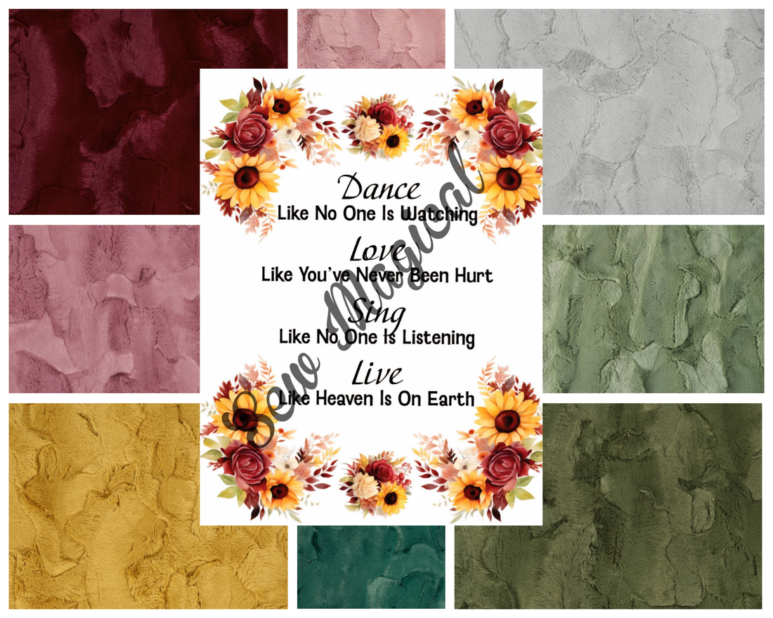 “Dance, Love, Sing, Live” Roses & Sunflowers Adult Luxury Minky Blanket (58x70”) - Pre-Order