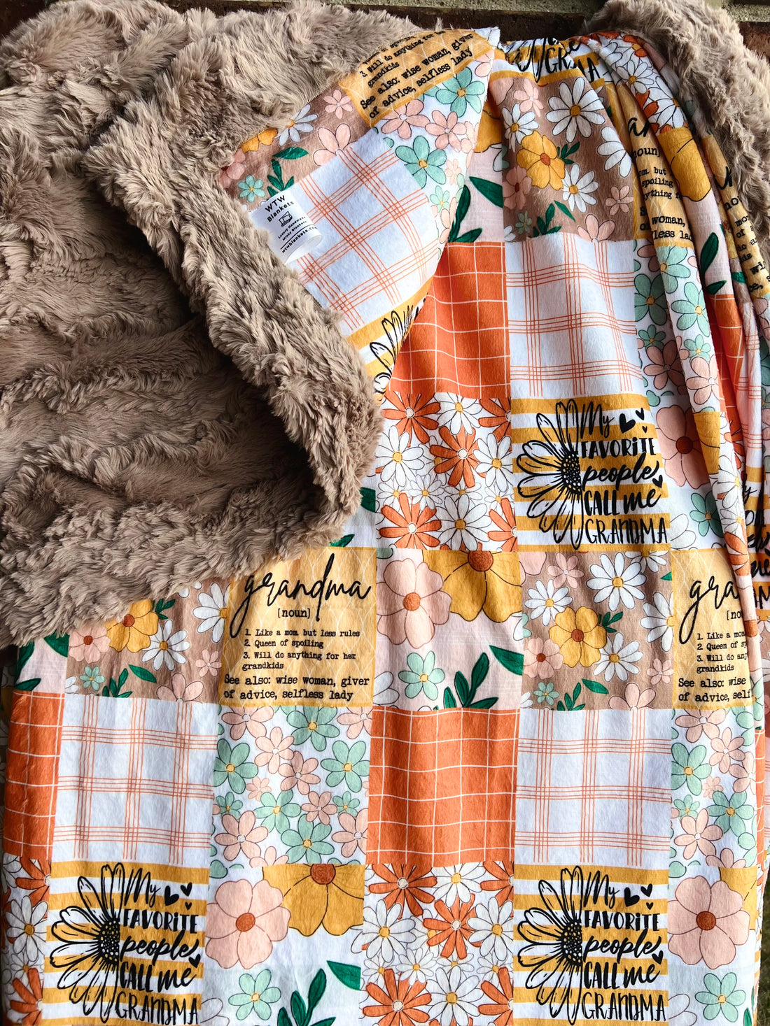 Grandma (Taupe) Adult Luxury Minky Blanket