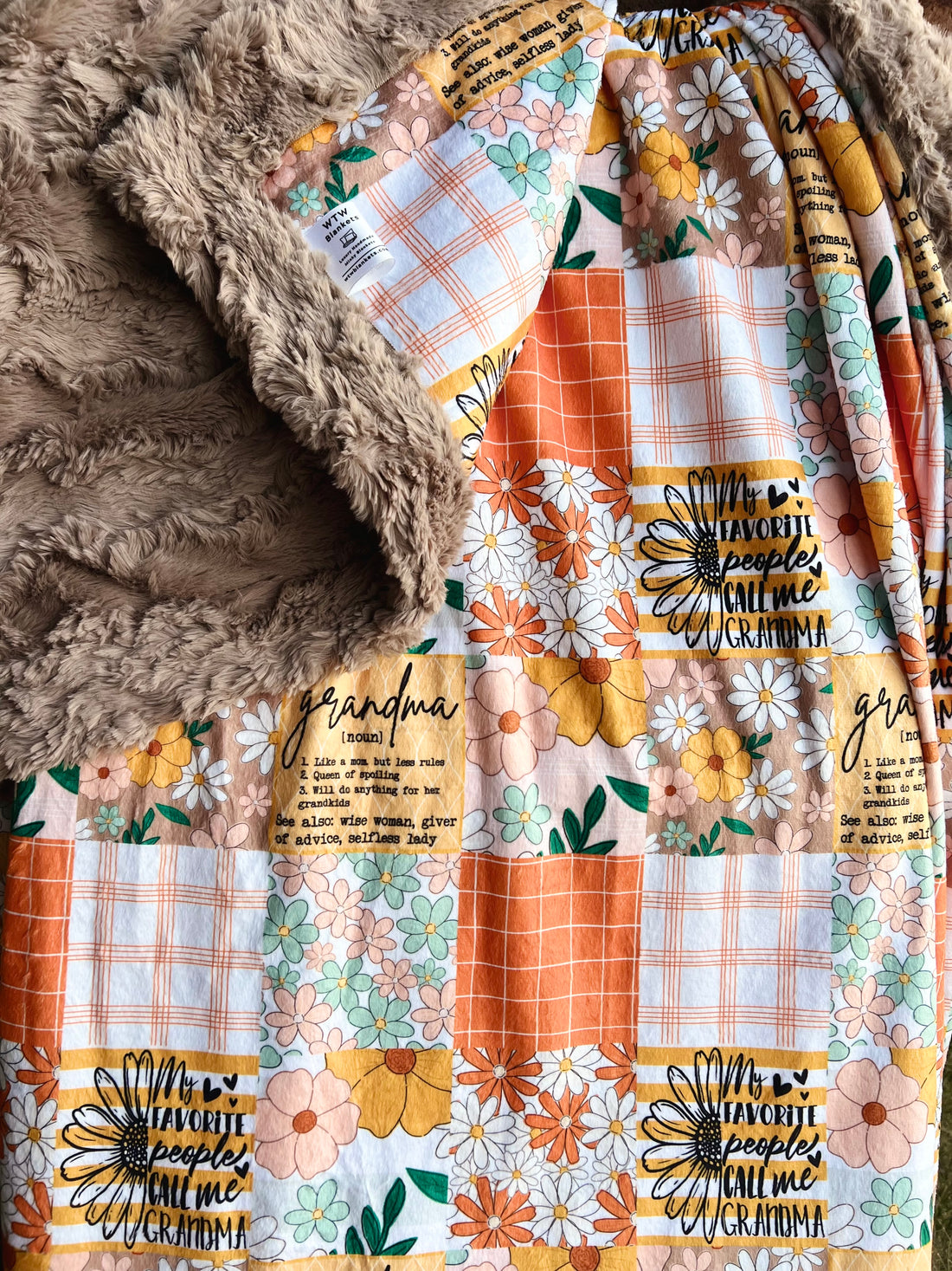 Grandma (Taupe) Adult Luxury Minky Blanket