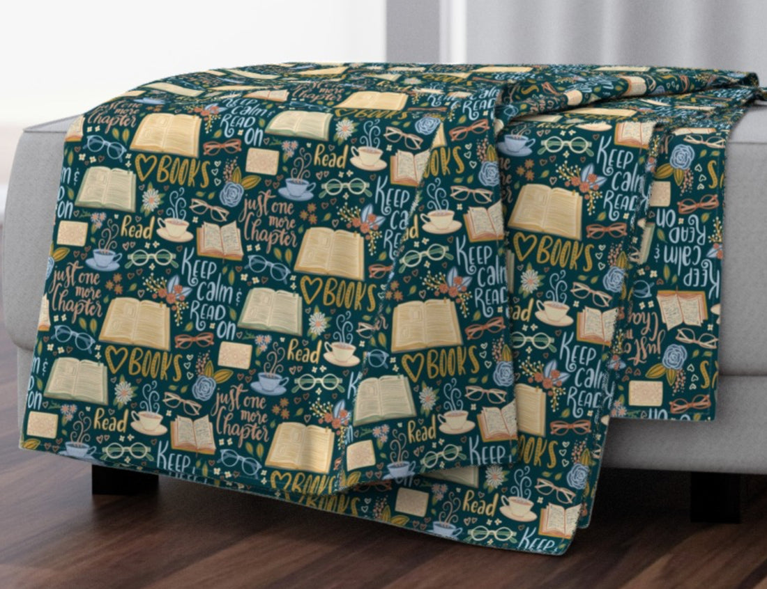 Just One More Chapter - Book - Teal Luxury Minky Blanket