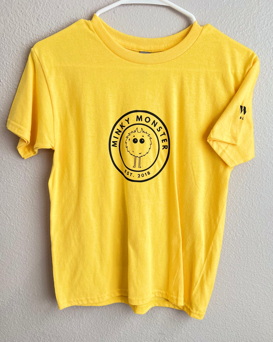 Yellow "Minky Monster" - WTW Logo sleeve - t-shirt - YOUTH