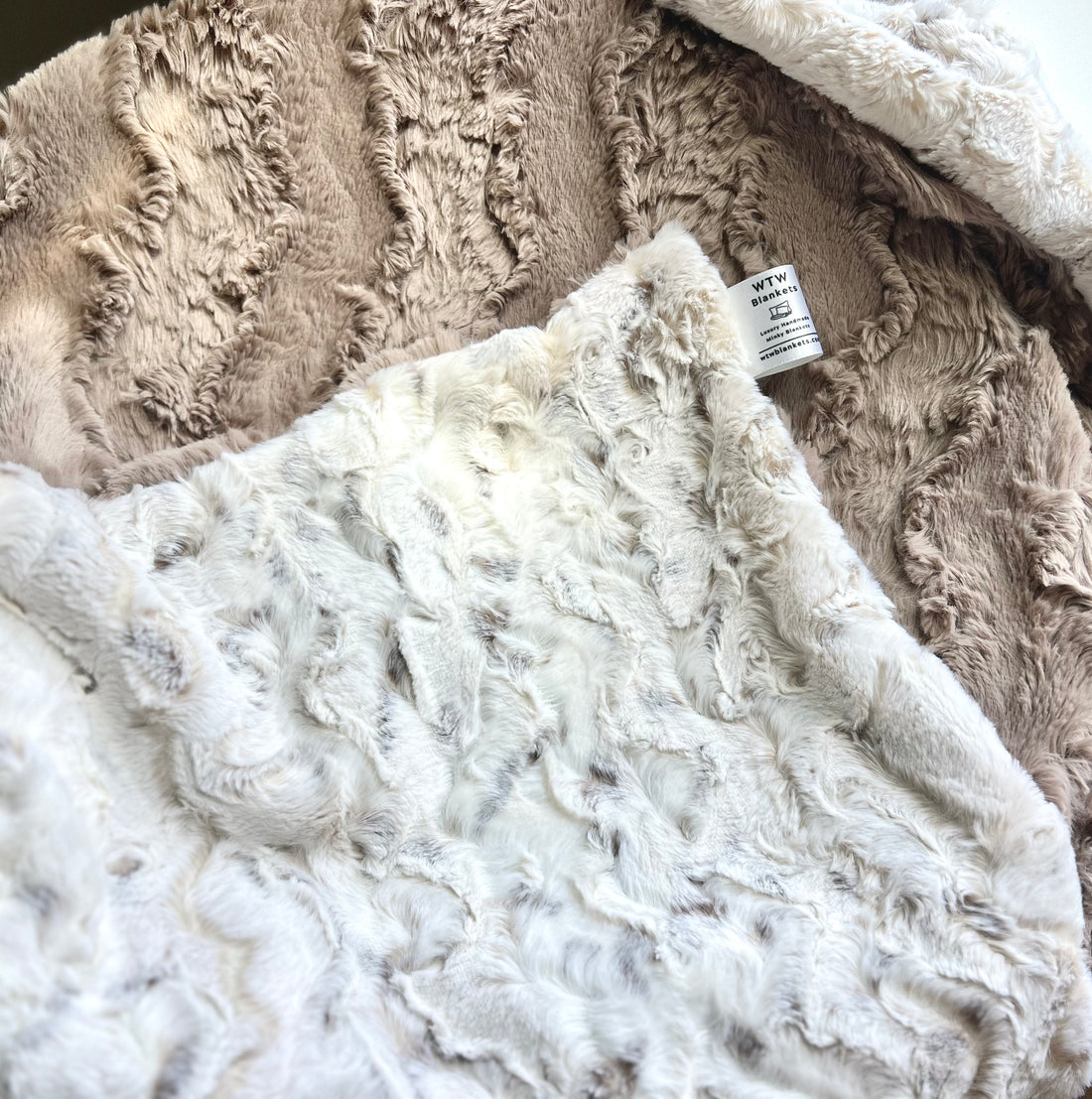 Natural Snowy Owl Luxe Cuddle Taupe backing - (Made to Order)