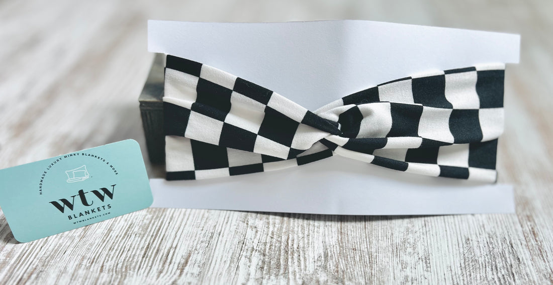 Black Checkered Knot-Twist Headband