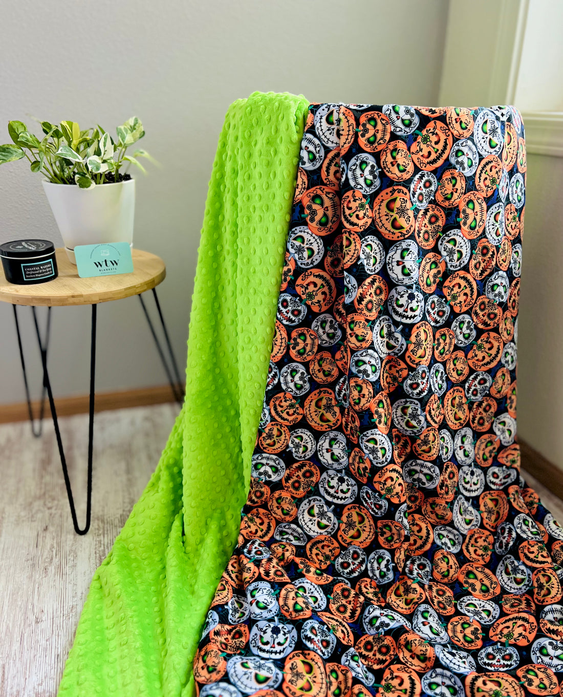 Lime Pumpkin - Throw Cuddle Dimple Minky Blanket