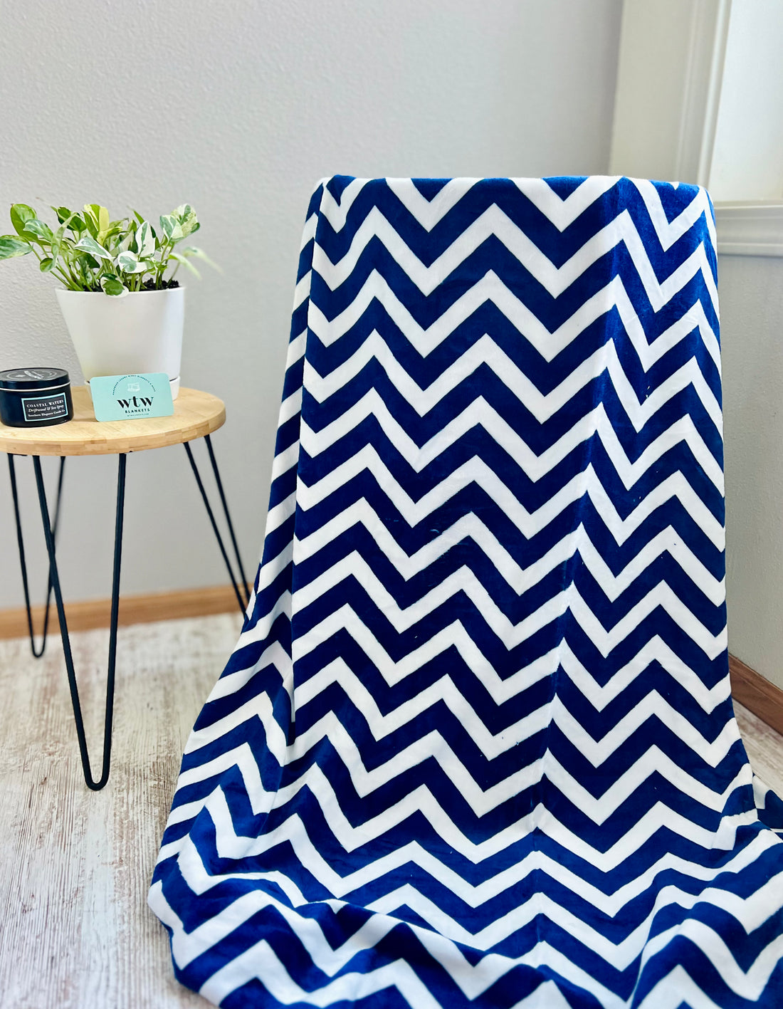 Chevron Blue - Throw - Luxury Minky Blanket - MADE TO ORDER - RTS