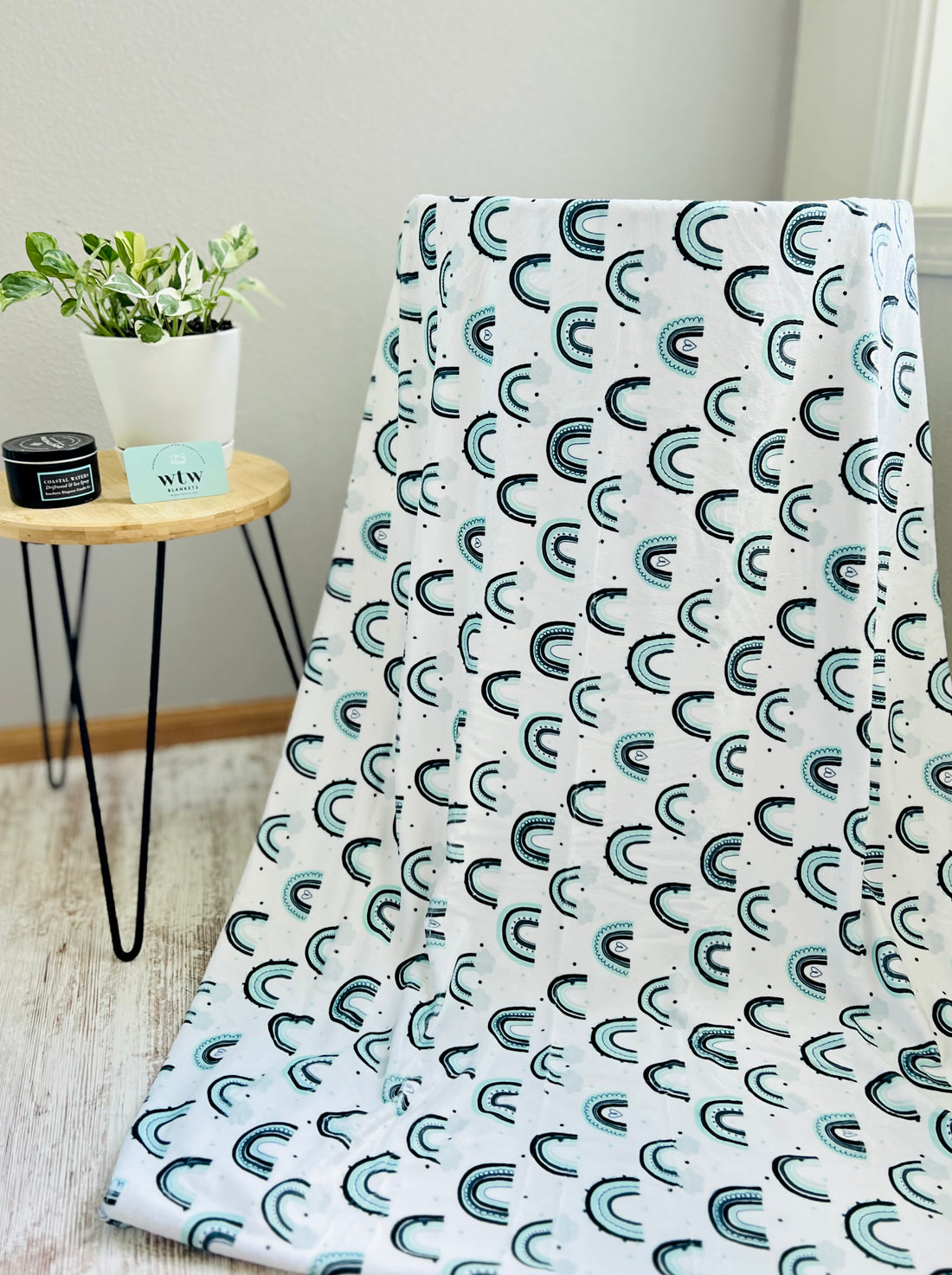 Mint Rainbow - Minky Child Blanket - IN STOCK (Made to Order) - 40x58"