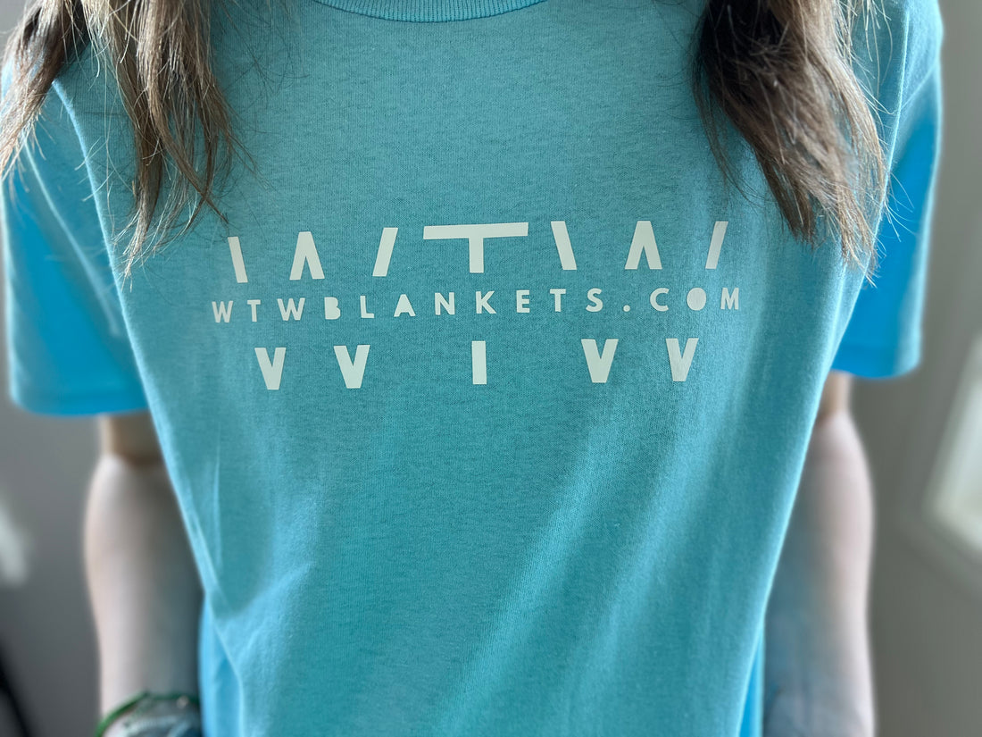 WTW logo light blue T-shirt with white vinyl