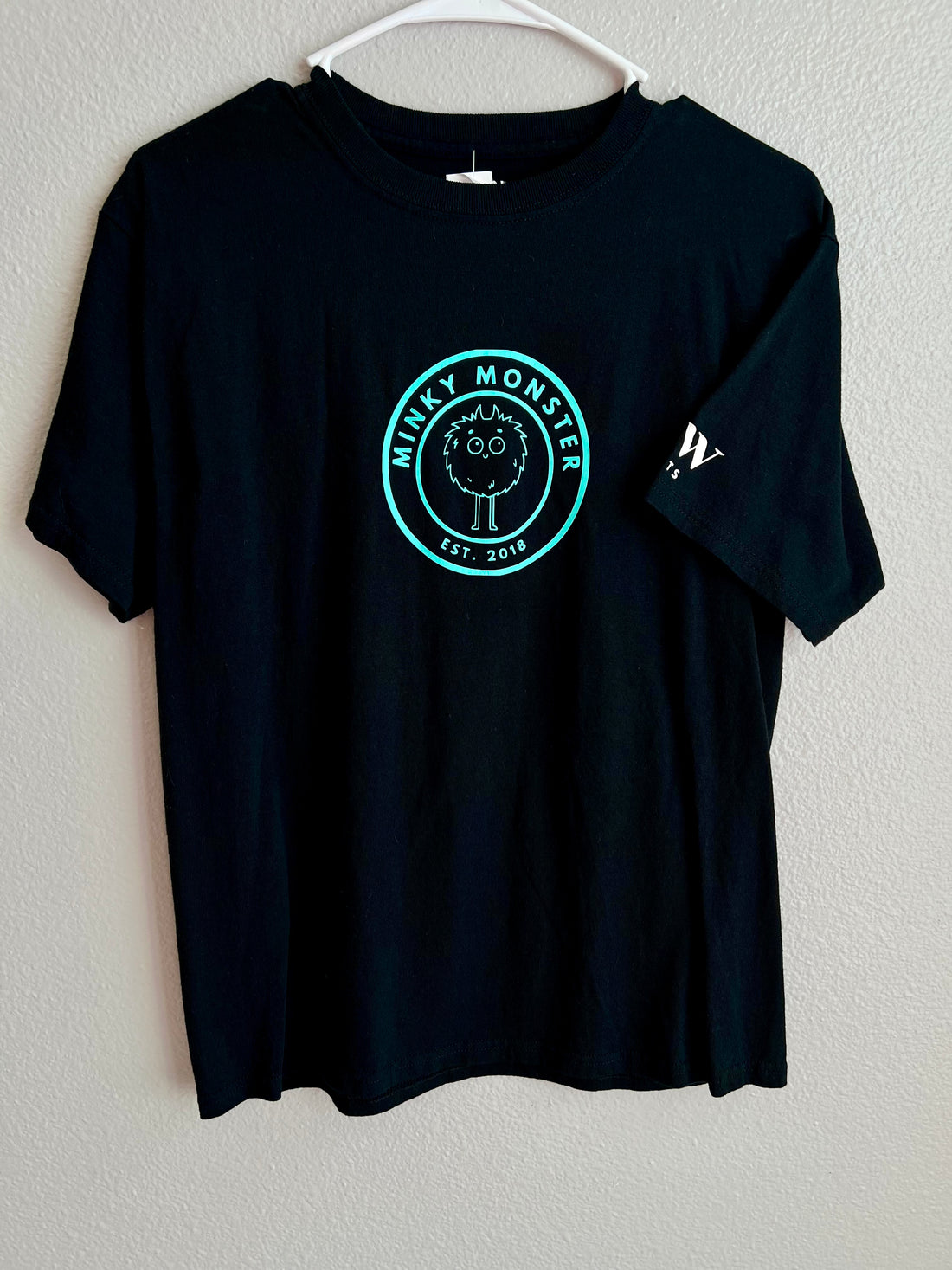 Black with Mint "Minky Monster" - WTW Logo sleeve - t-shirt - YOUTH