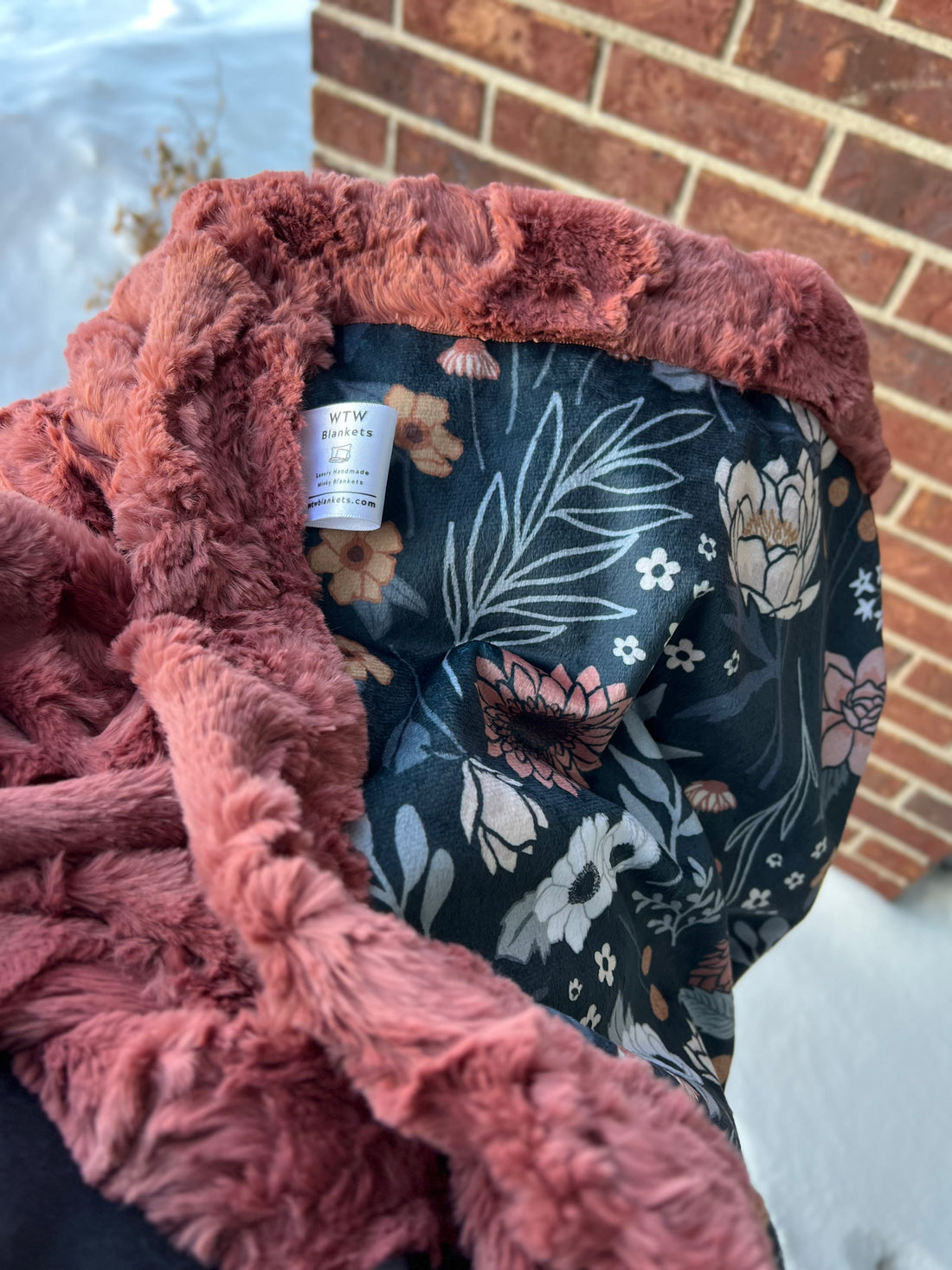 Maya Boho Floral- Cedarwood - Luxury Minky Blanket - Pre-Order (FEB)
