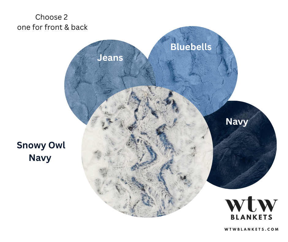 Snowy Owl "Navy" - Luxe Cuddle Minky Blanket - PRE-ORDER