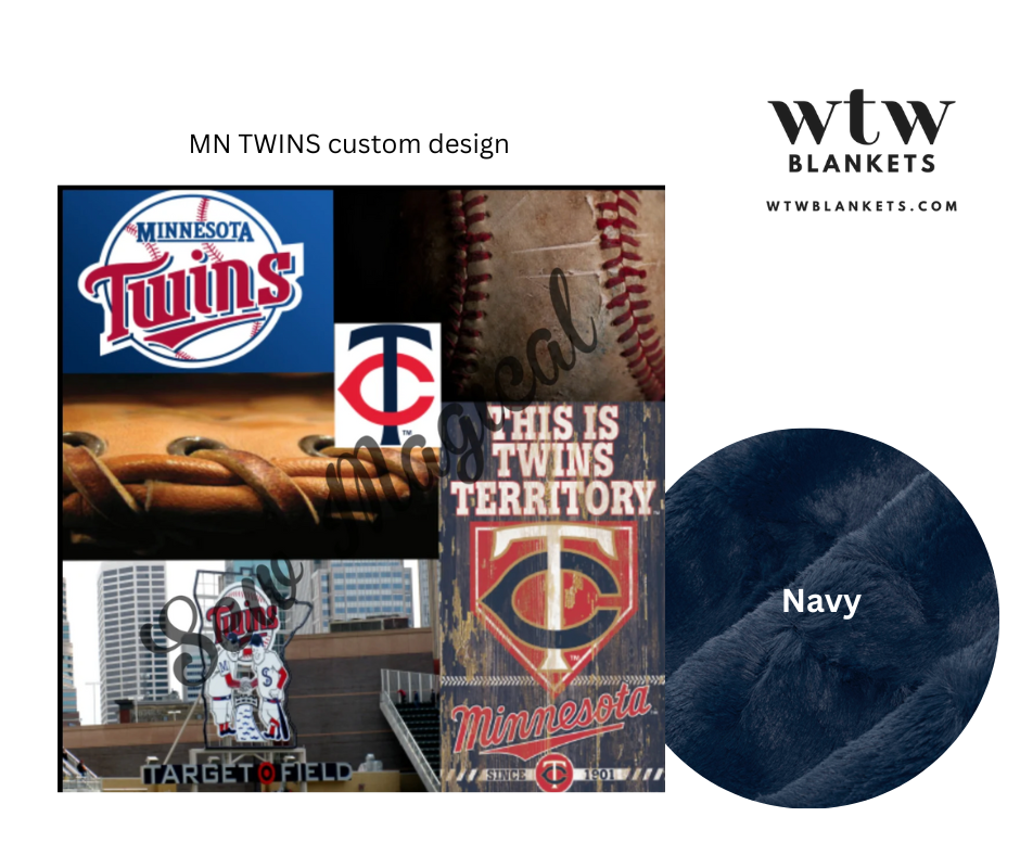 Twins Baseball - Navy Luxury Minky Blanket (PRE-ORDER)