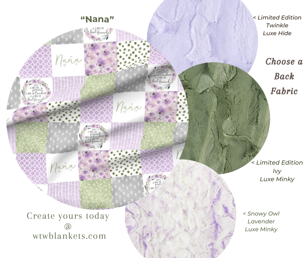 "Nana" (Purple) Luxe Minky Blanket - PRE-ORDER (Choose your size & backing)