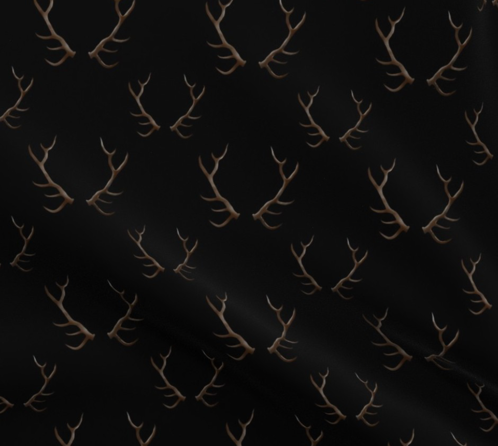 Brown Antlers on Black - Driftwood Wild Rabbit Adult XXL Luxe Minky Blanket