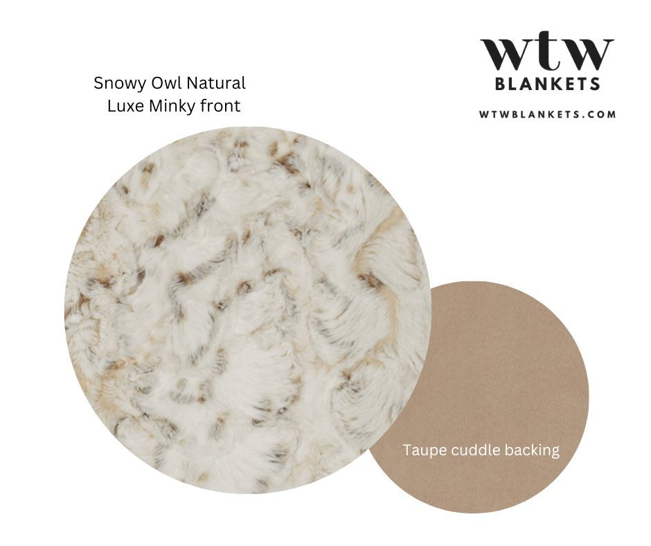 Natural Snowy Owl Luxe Cuddle Taupe backing - (Made to Order)