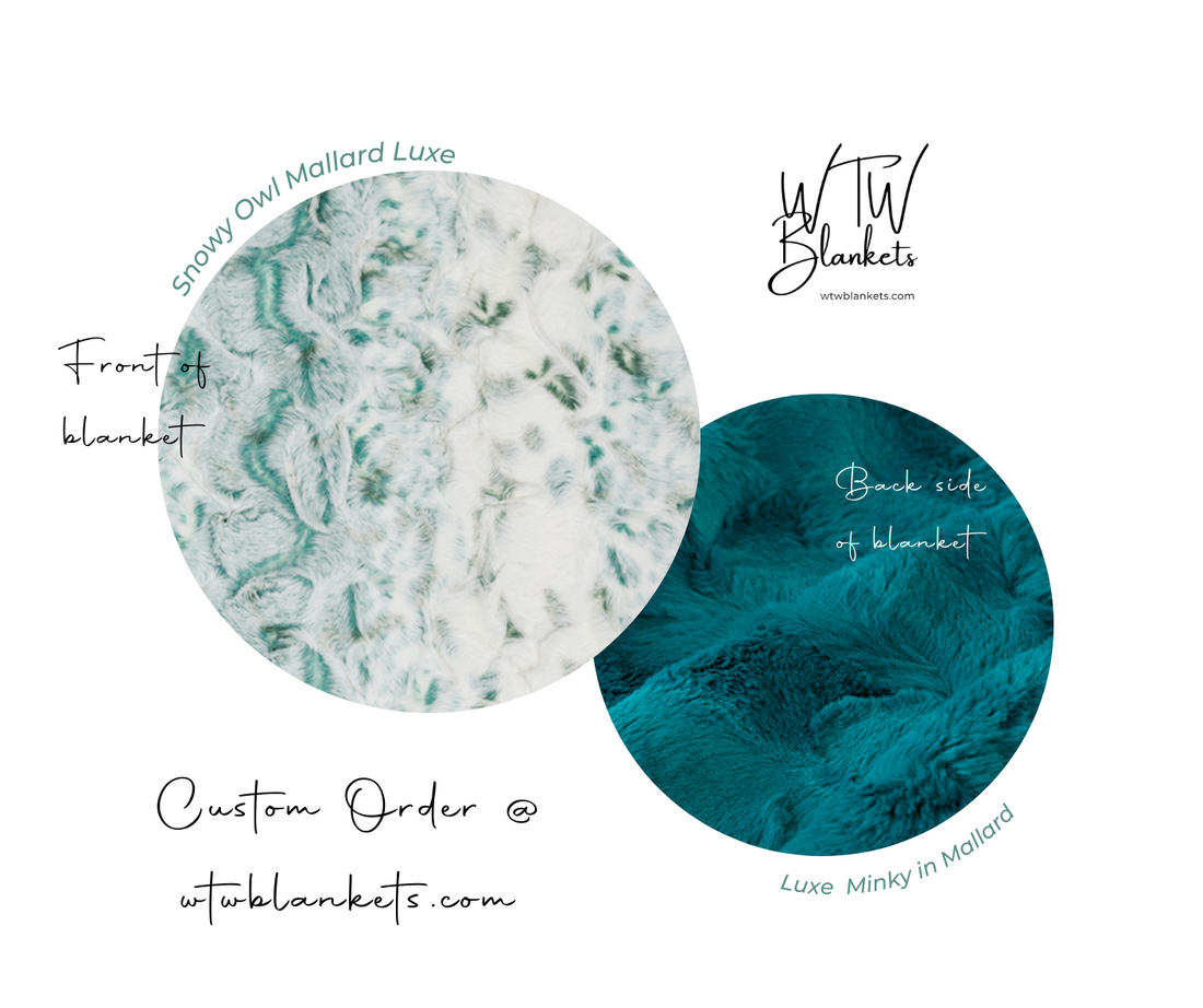 Snowy 0wl Mallard & Solid - Luxe Cuddle Minky Blanket - Pre-Order - (Made to Order)