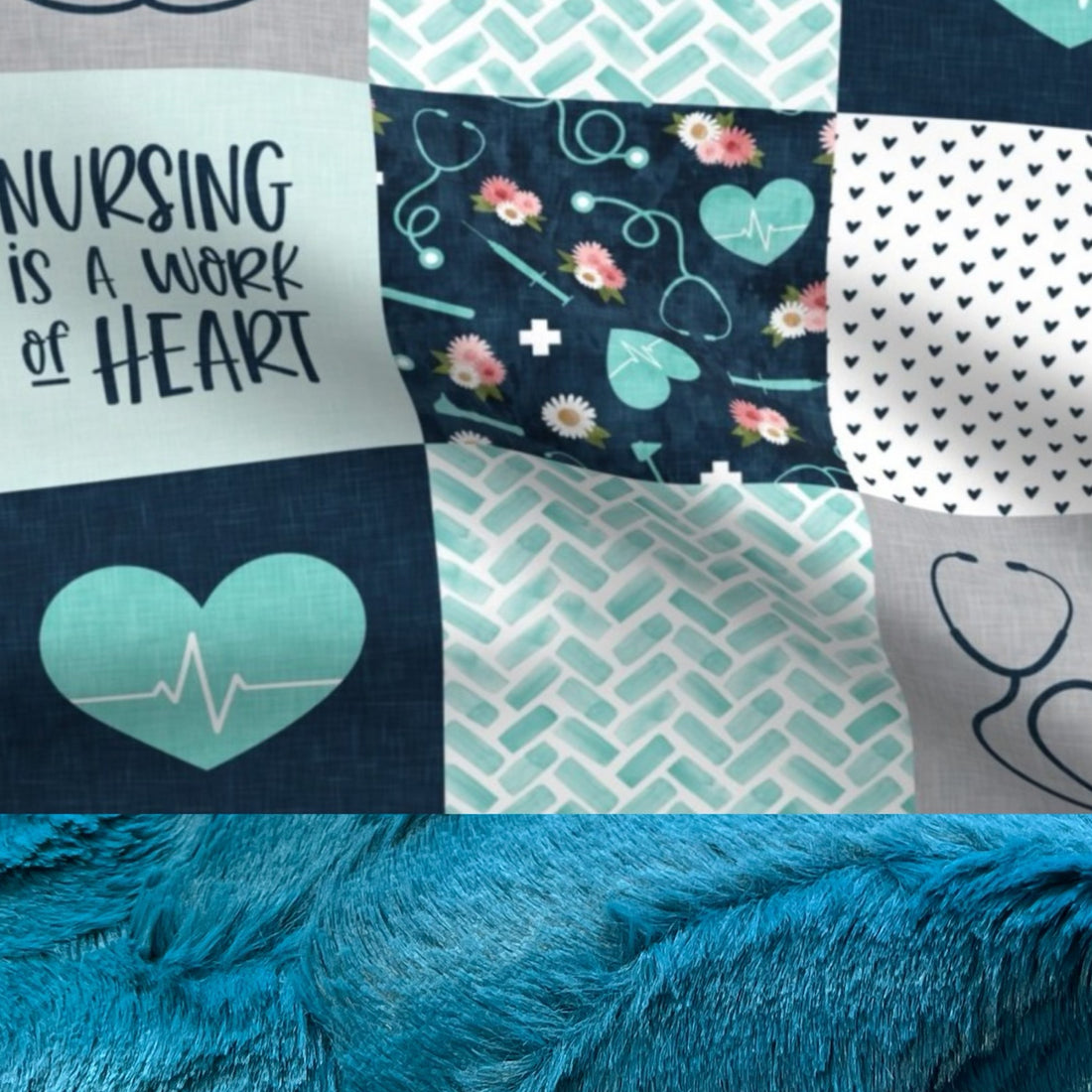 Nurse Life quilt style Minky - You choose back - Made to Order
