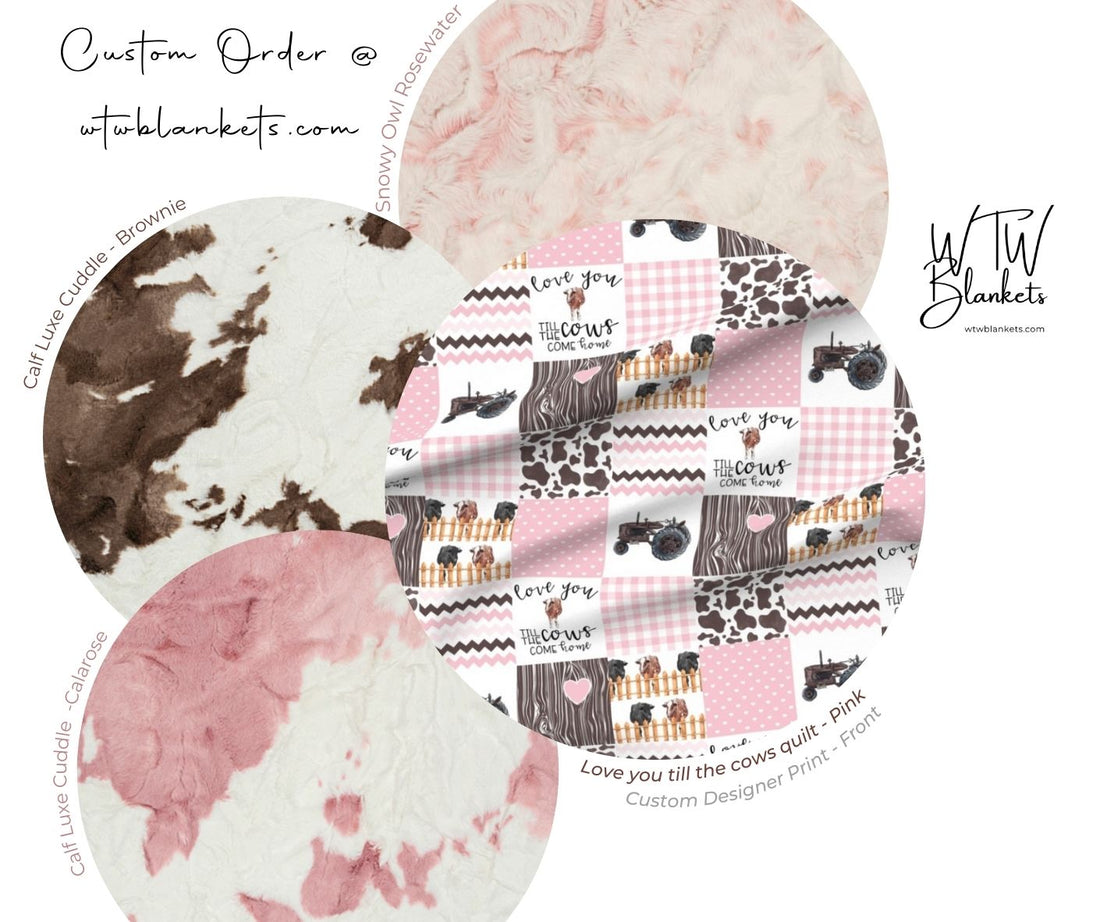 Love you till the cows quilt - Pink - (Made to Order)
