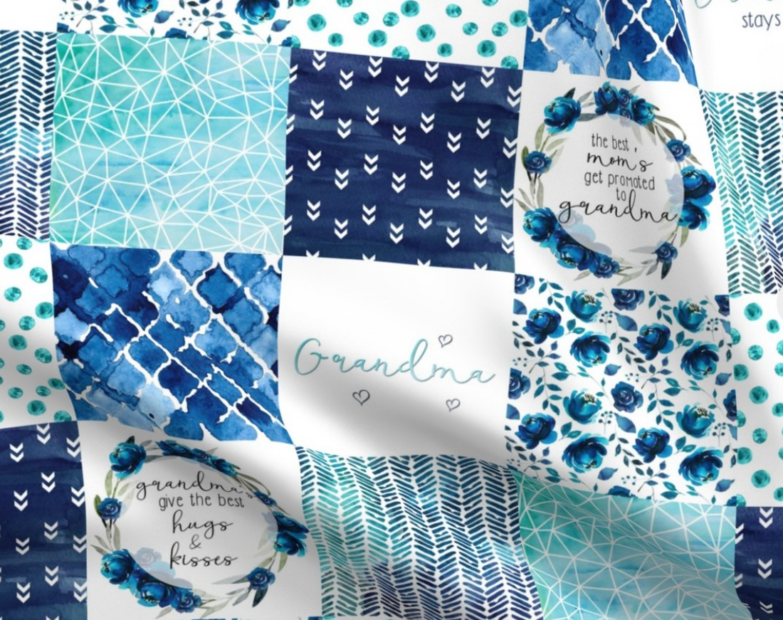 "Grandma Bear" Blues Luxe Minky Blanket - PRE-ORDER (Made to Order)