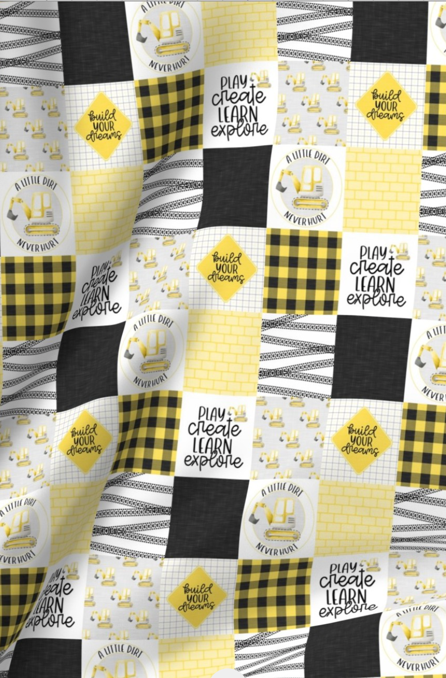 Yellow Excavator - Carseat 27x18" Minky Blanket