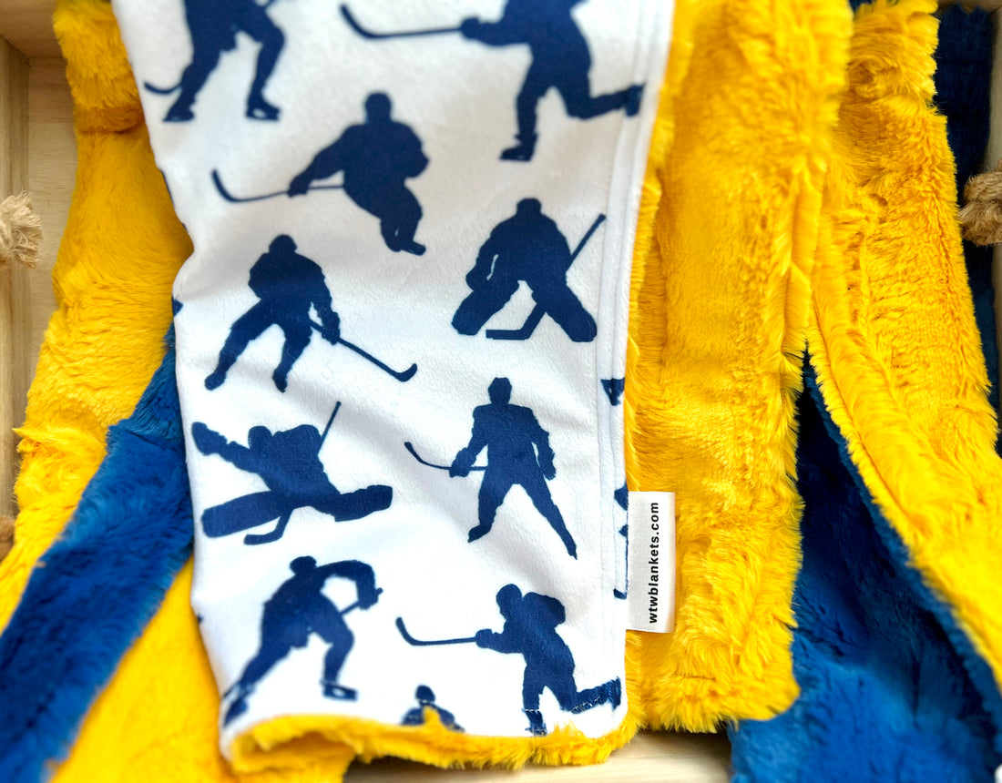 *Some IN STOCK * Blue Hockey - Aberdeen Cougars Luxe Minky Blanket - PRE-ORDER (Made to Order)